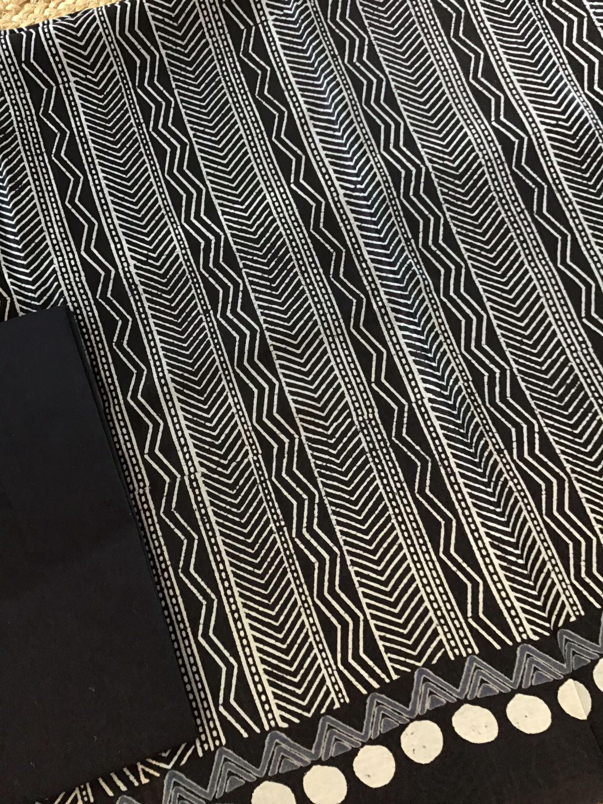 Pure Maheshwari Silk Printed Suit - Black