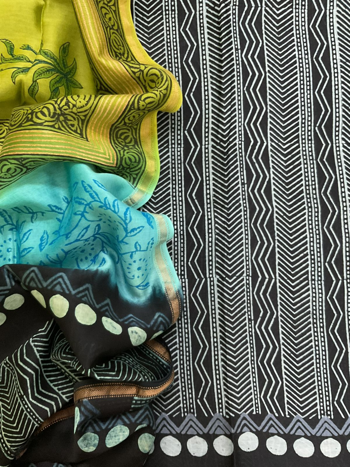Pure Maheshwari Silk Printed Suit - Black