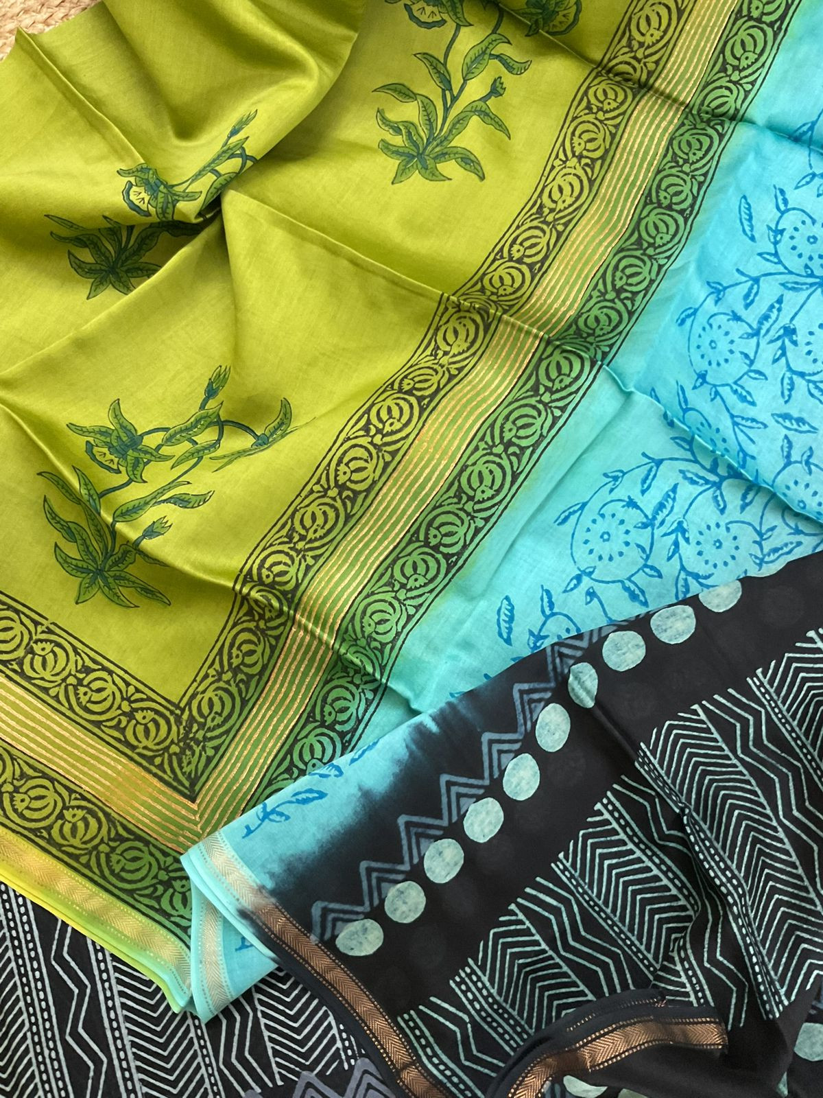 Pure Maheshwari Silk Printed Suit - Black