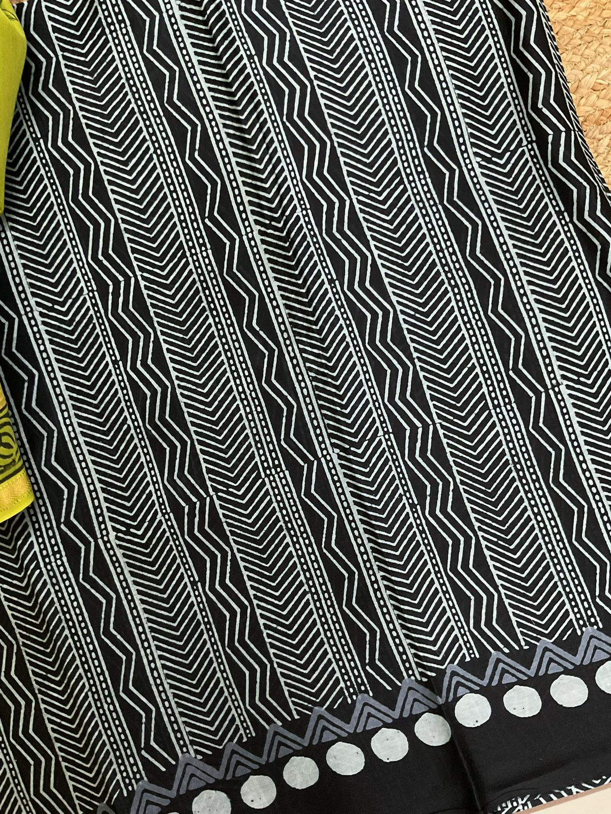 Pure Maheshwari Silk Printed Suit - Black