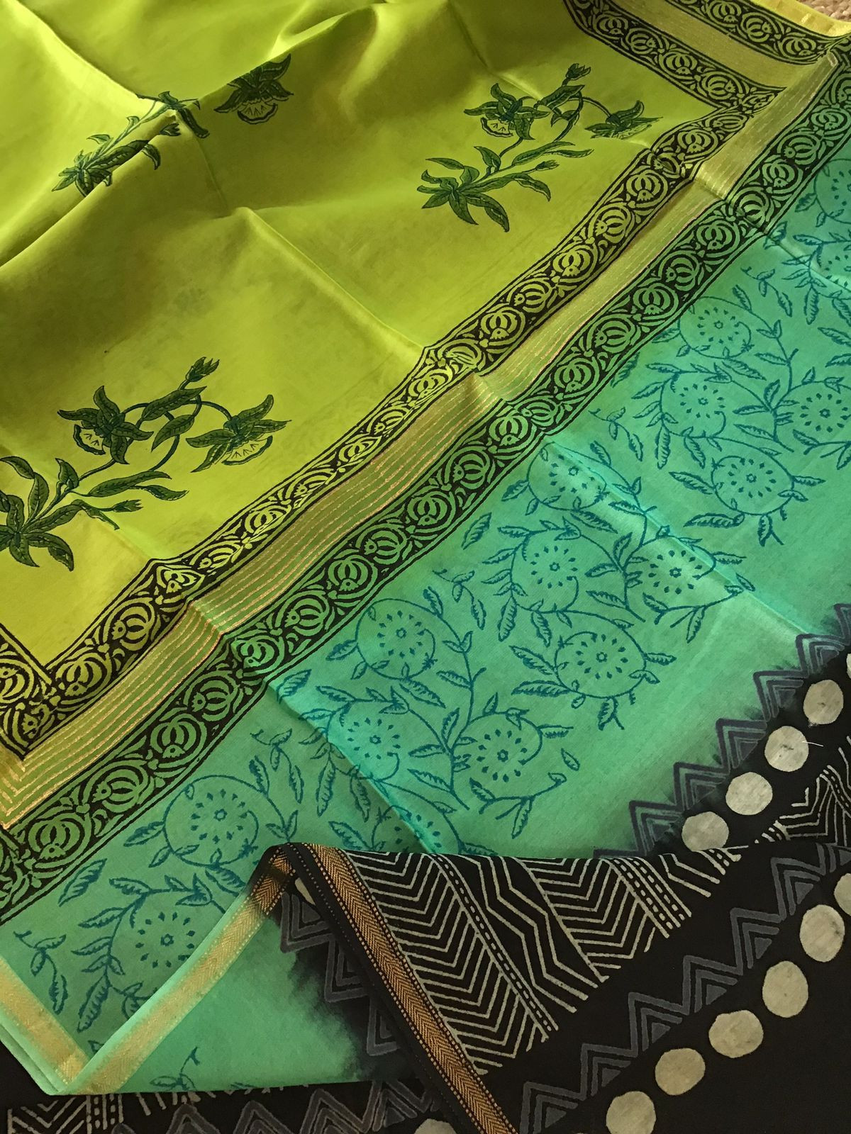 Pure Maheshwari Silk Printed Suit - Black