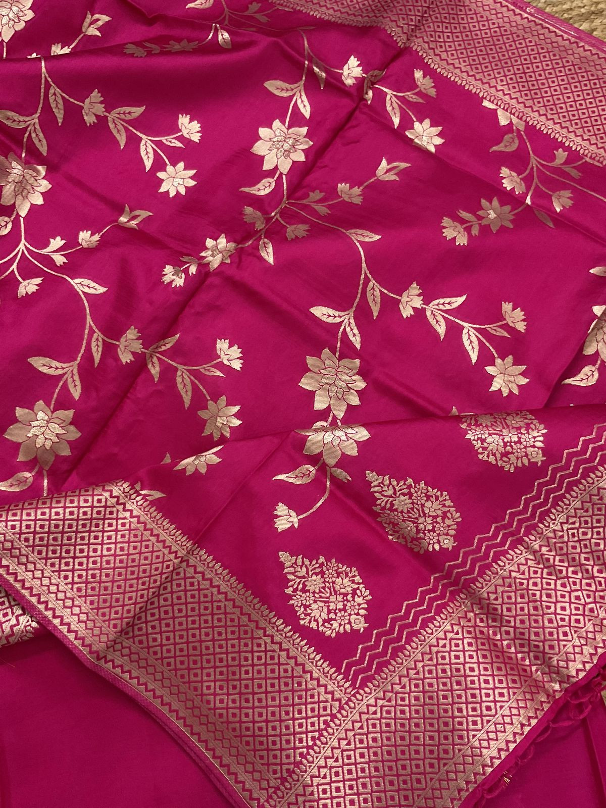 Soft Dola Silk Banarasi Weaved Suit - Pink