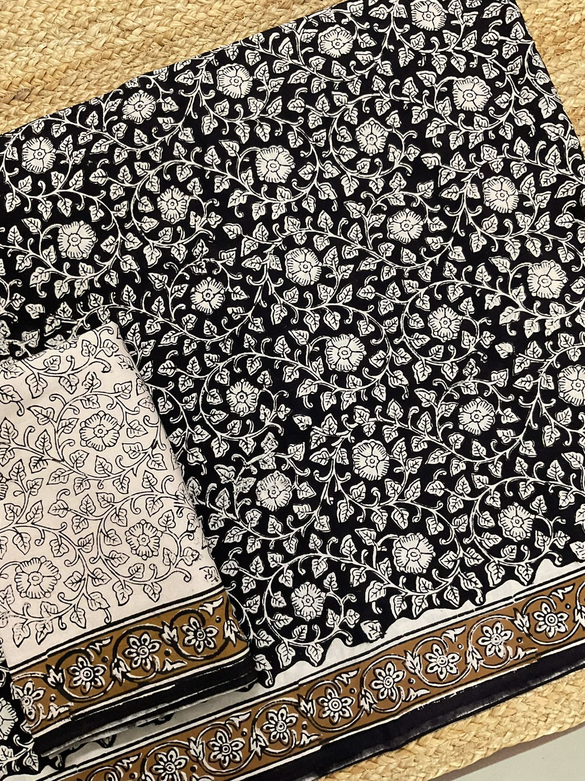 Pure Mul Cotton Printed Suit - Black