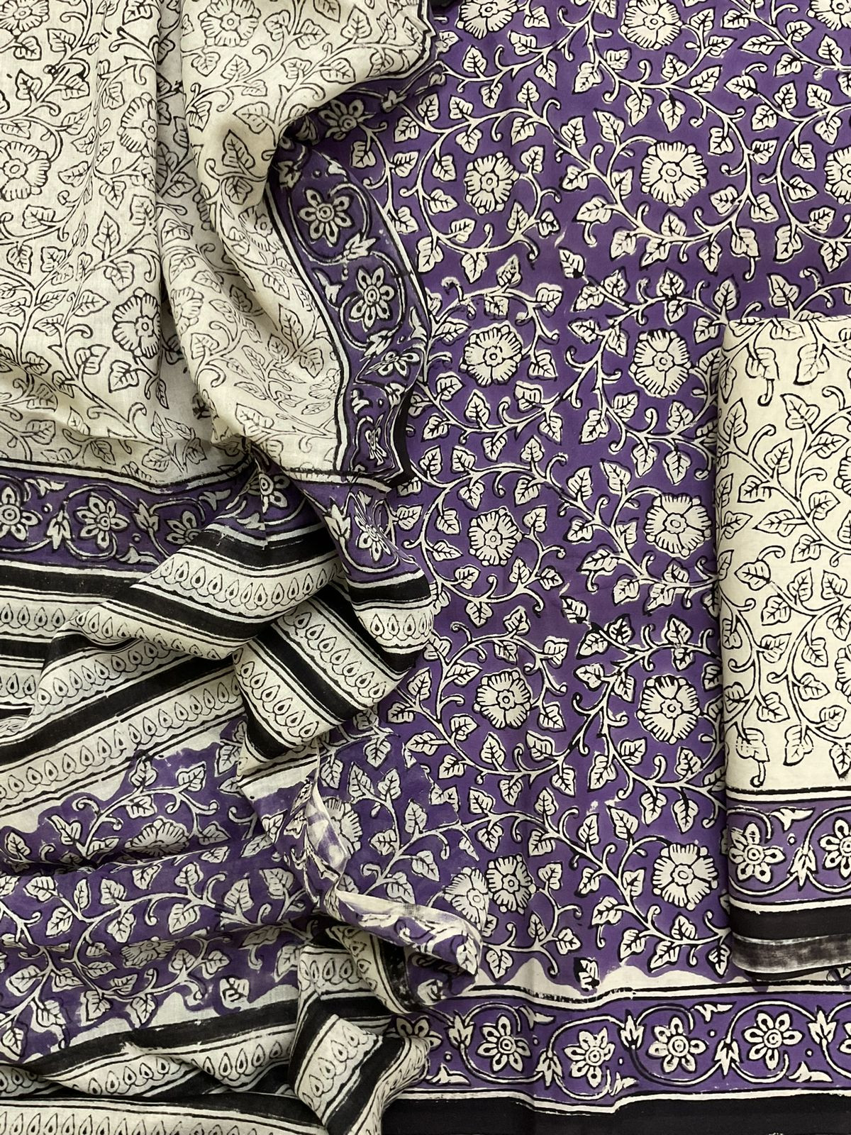 Pure Mul Cotton Printed Suit - Purple