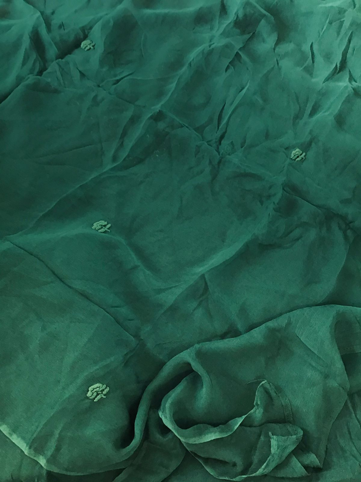 Pure Chinnon Silk Embroidered Suit - Green