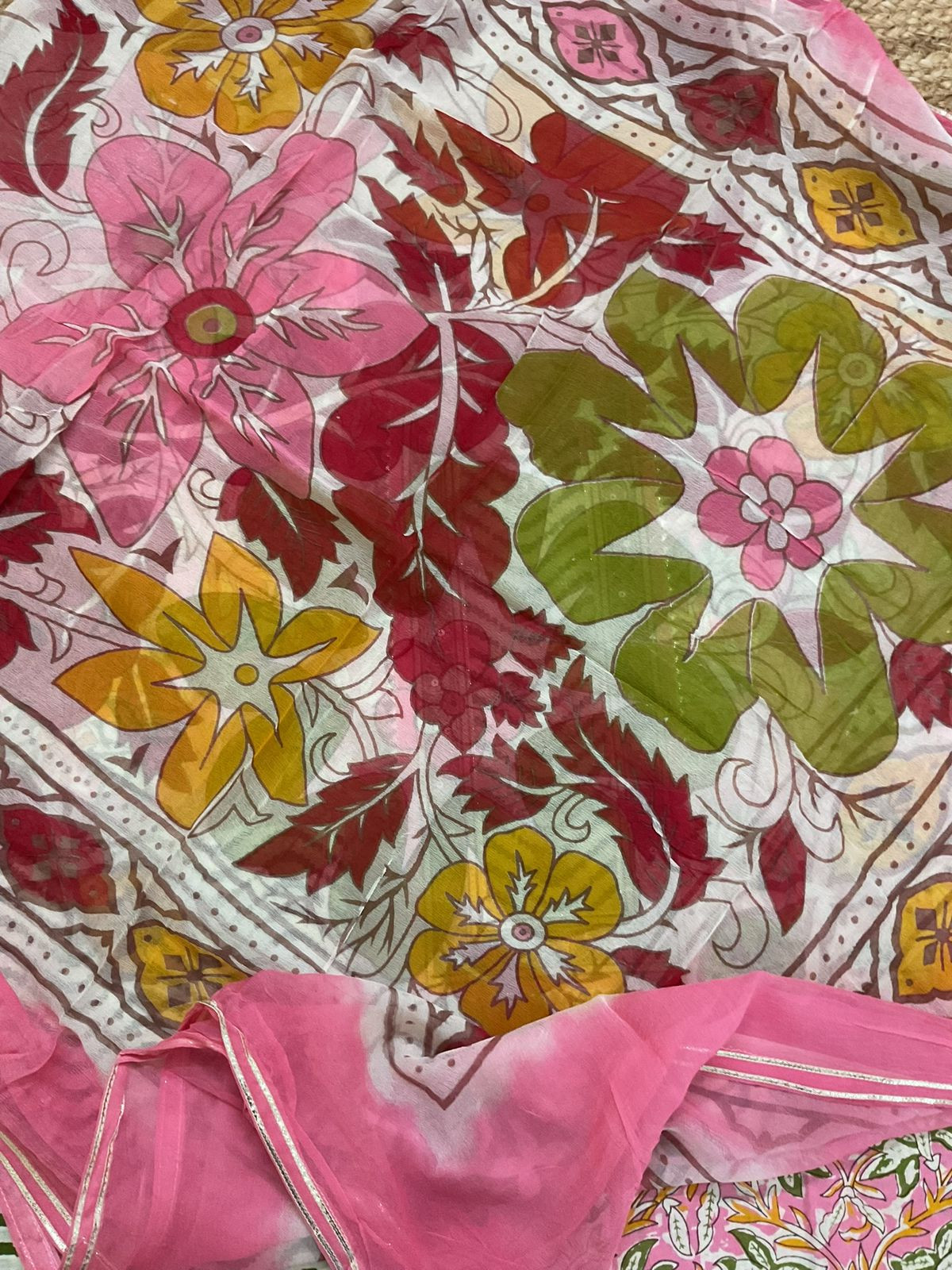 Pure Cotton Printed Embroidered Suit - Pink