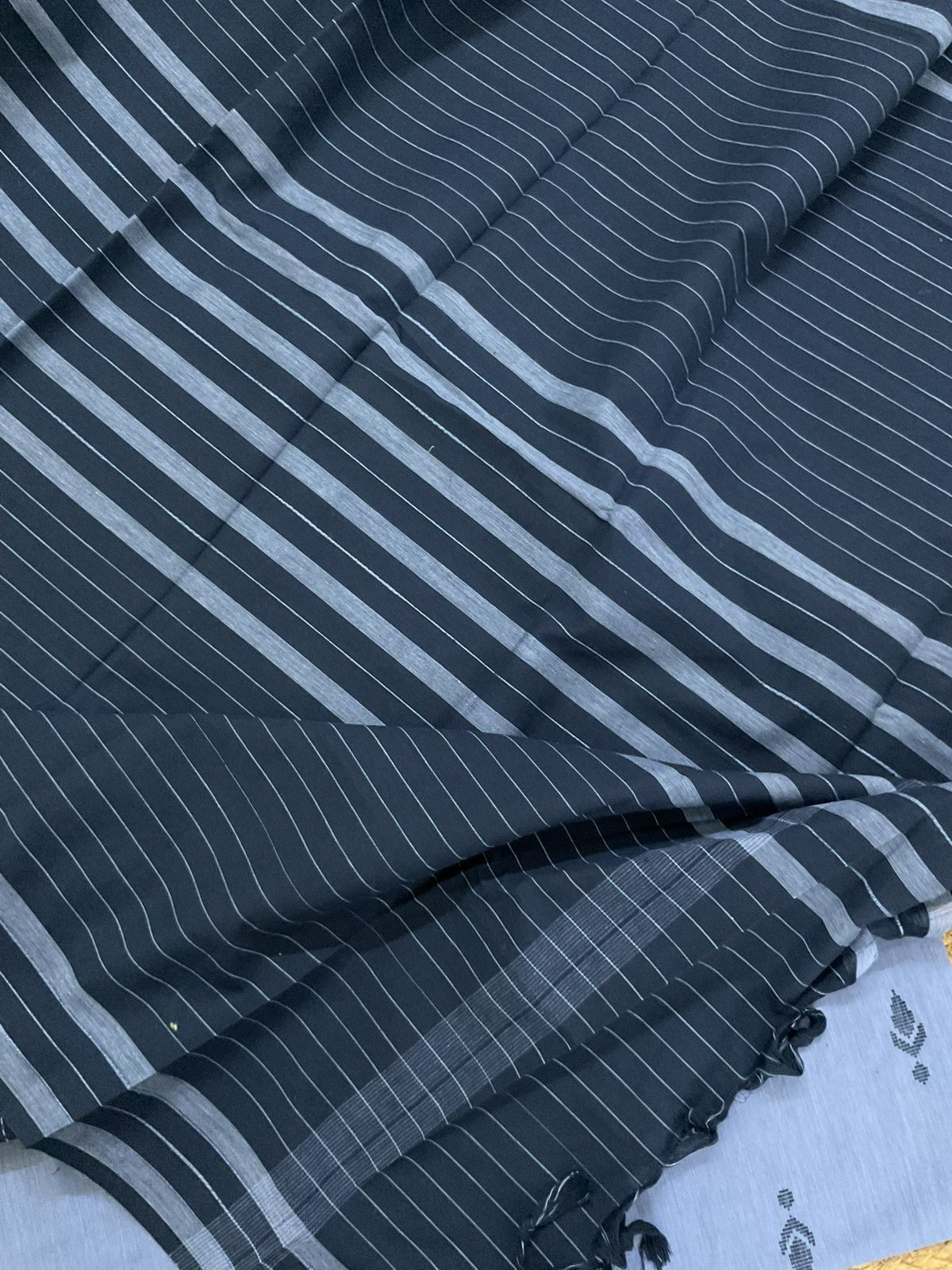 Pure Handloom Cotton Self Weaved Suit - Blue