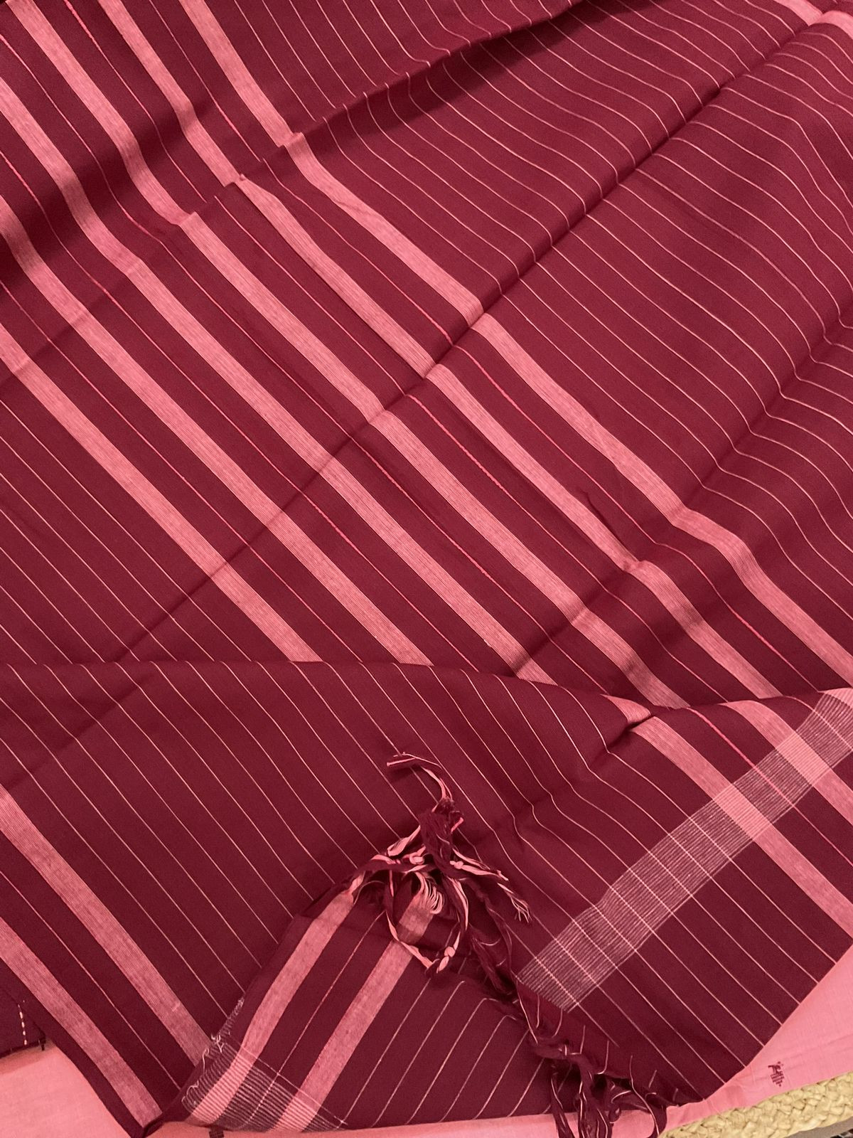 Pure Handloom Cotton Self Weaved Suit - Peach