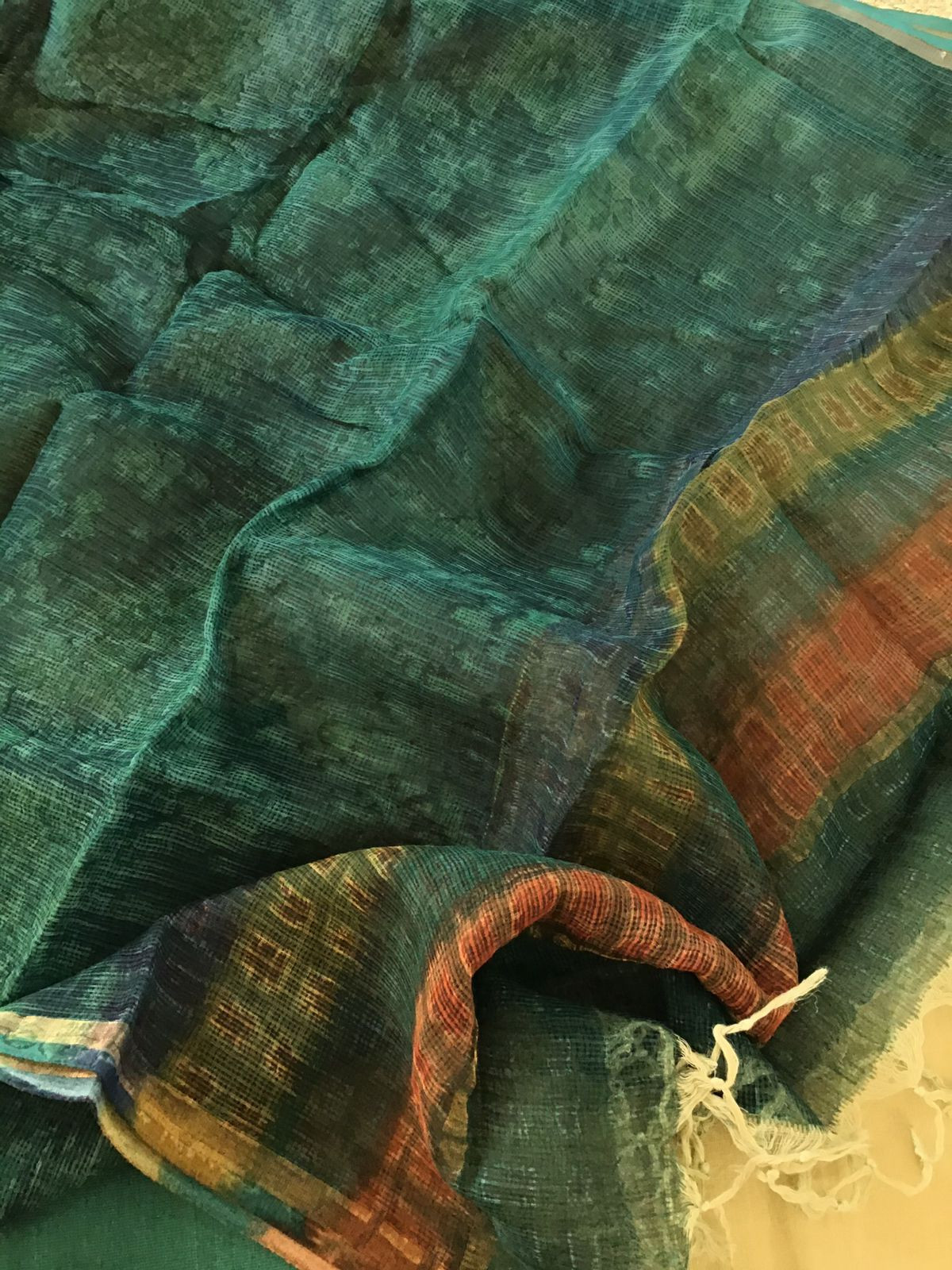 Pure Cotton Printed Embroidered Suit - Beige