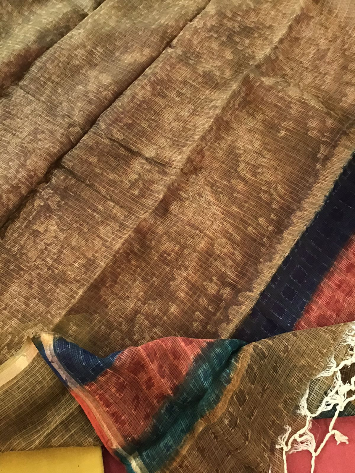 Pure Cotton Printed Embroidered Suit - Brick Red