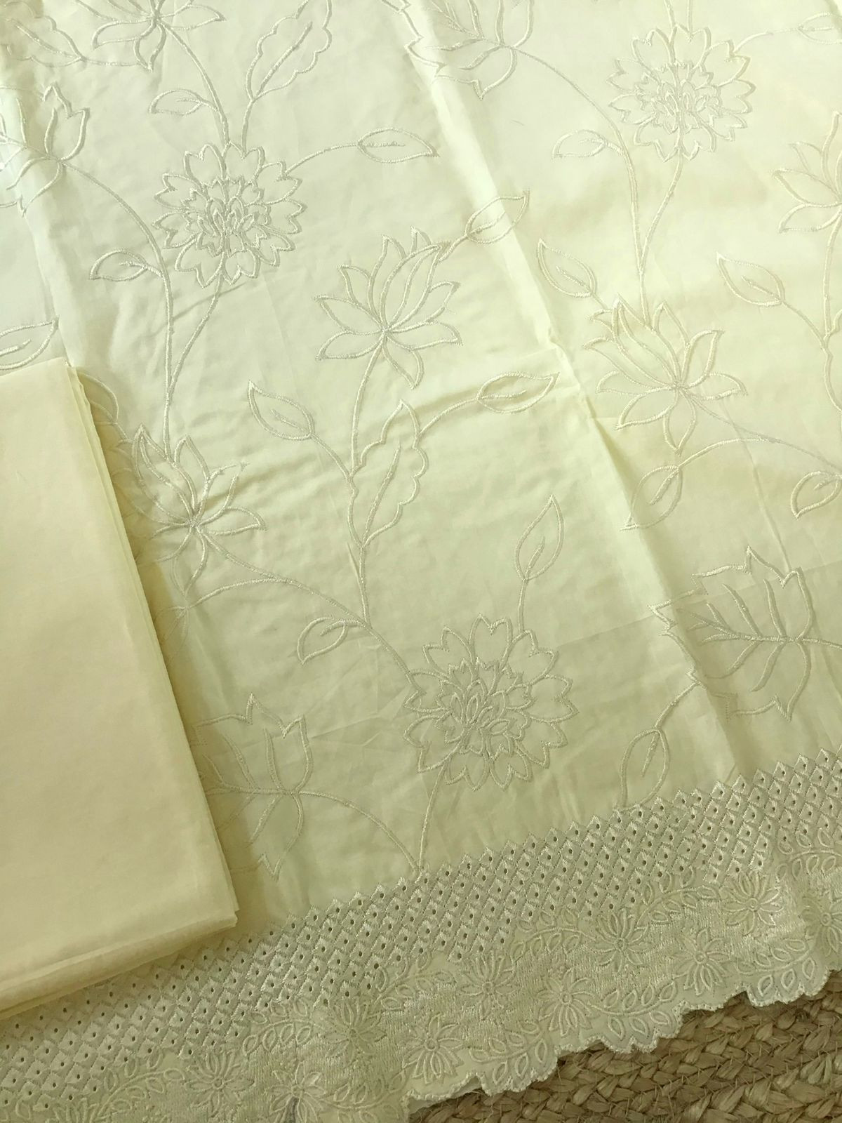 Pure Cotton Embroidered Suit - Yellow