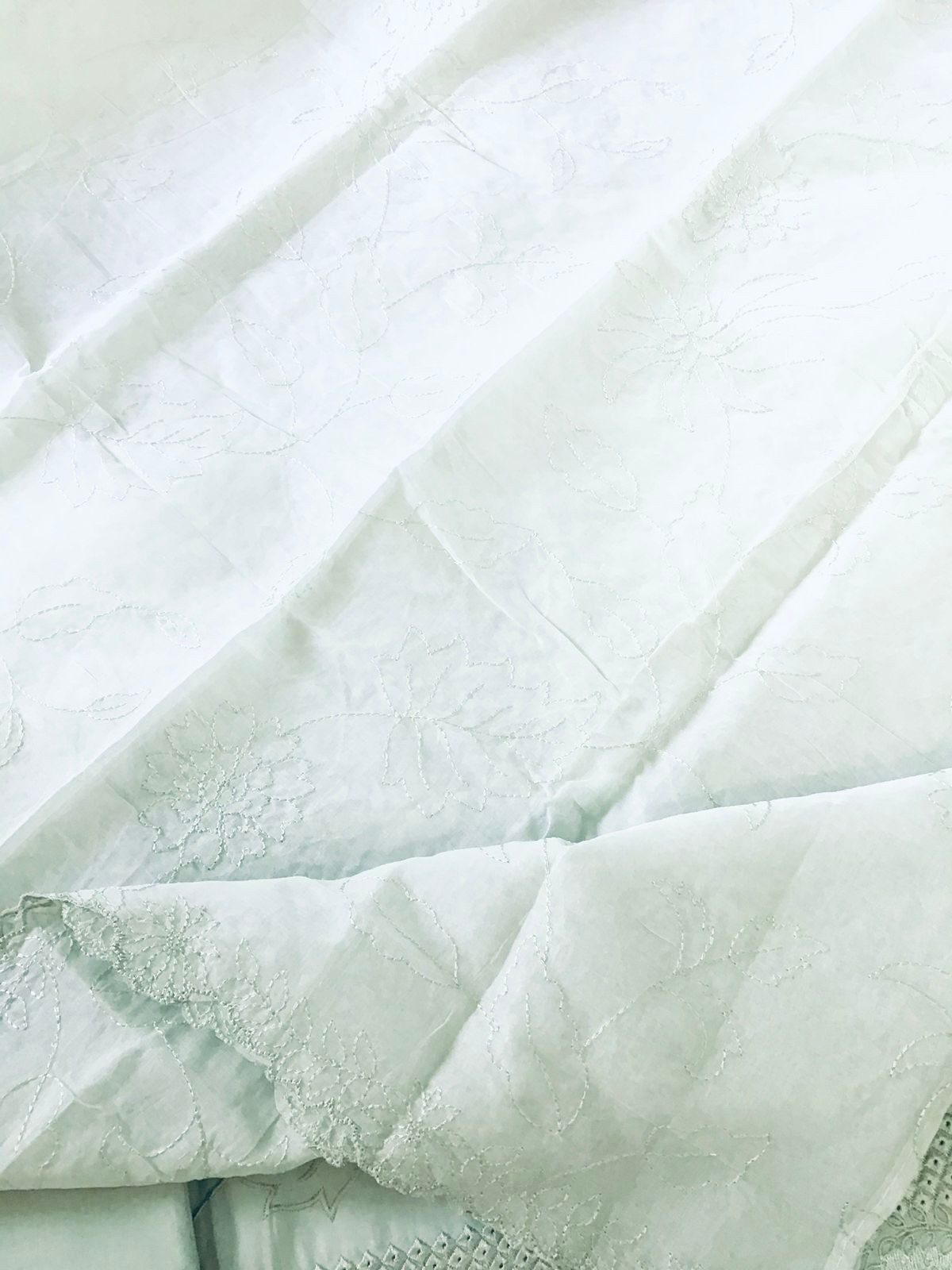 Pure Cotton Embroidered Suit - Grey