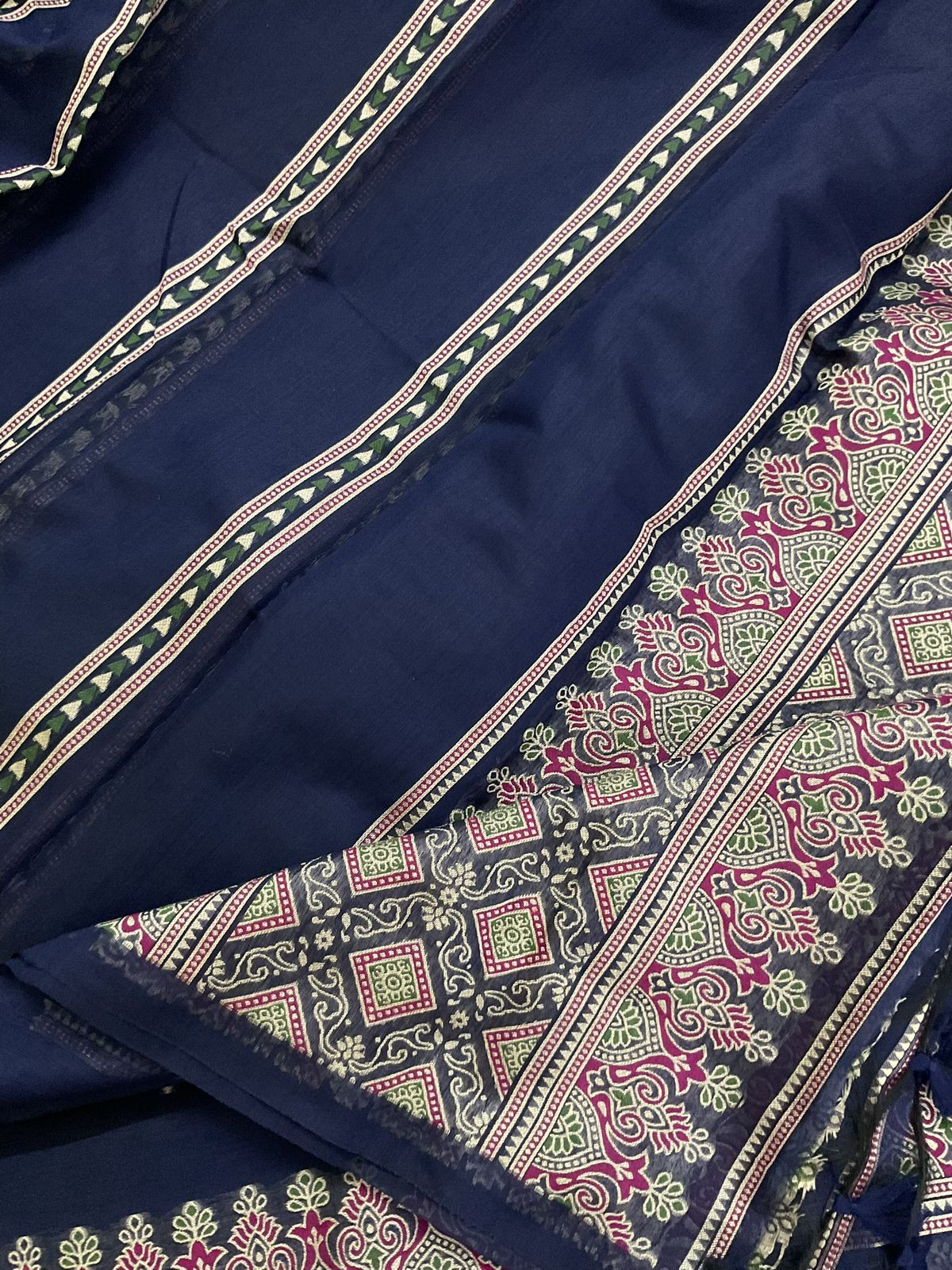 Soft Slub Chanderi Jamdani Weaved Suit - Blue