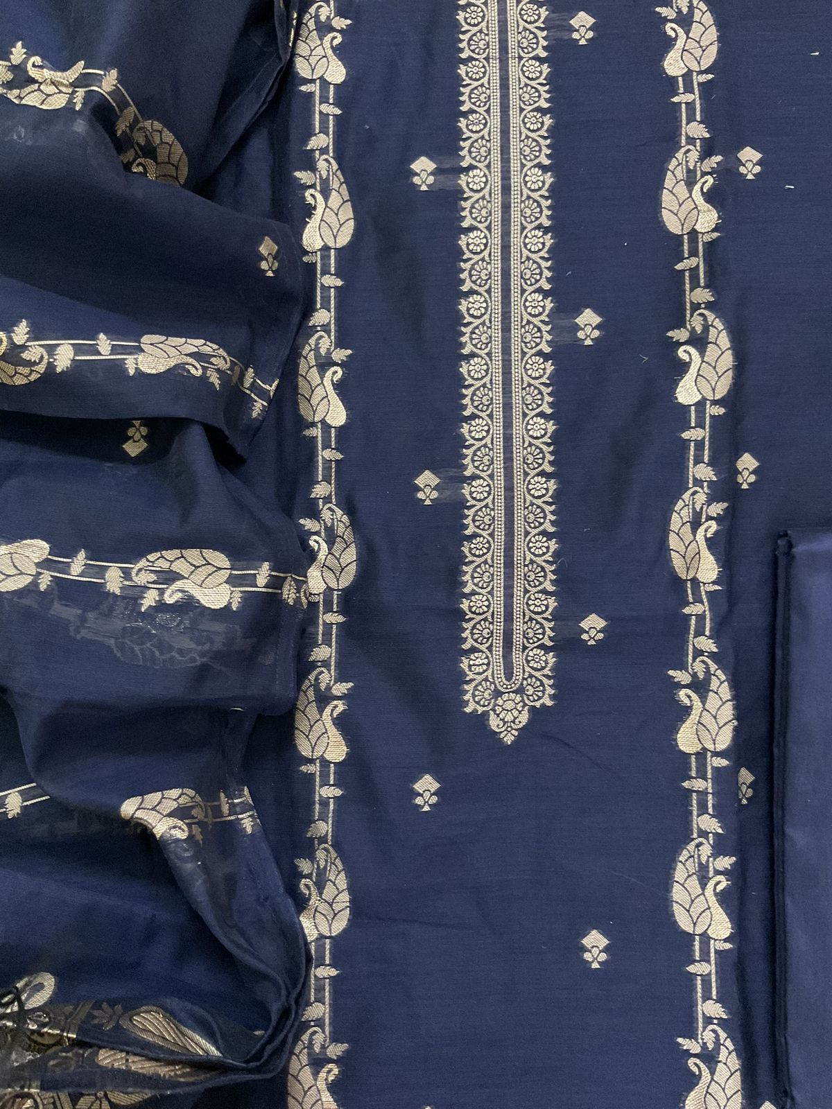 Soft Kora Chanderi Banarasi Weaved Suit - Blue