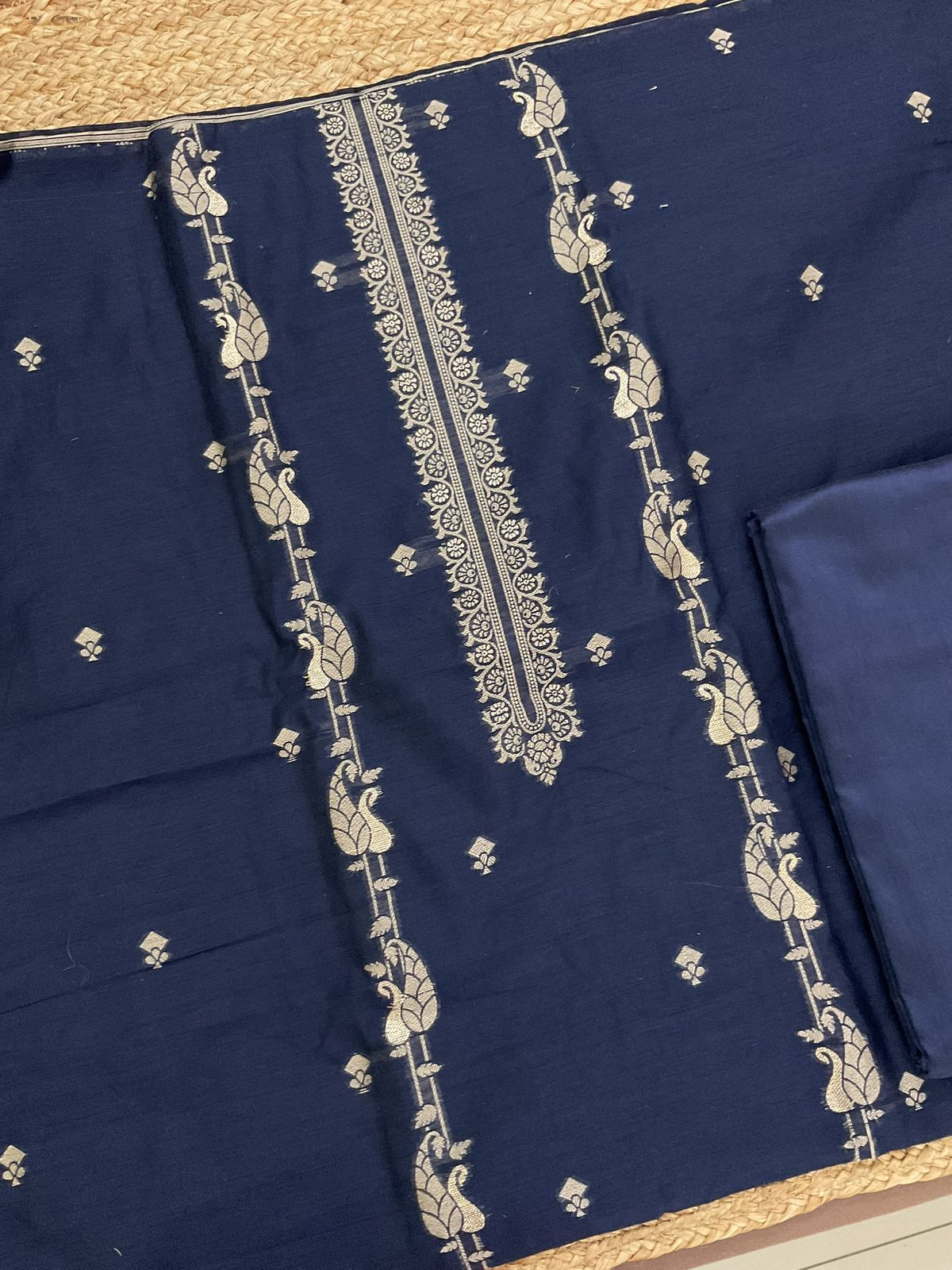 Soft Kora Chanderi Banarasi Weaved Suit - Blue