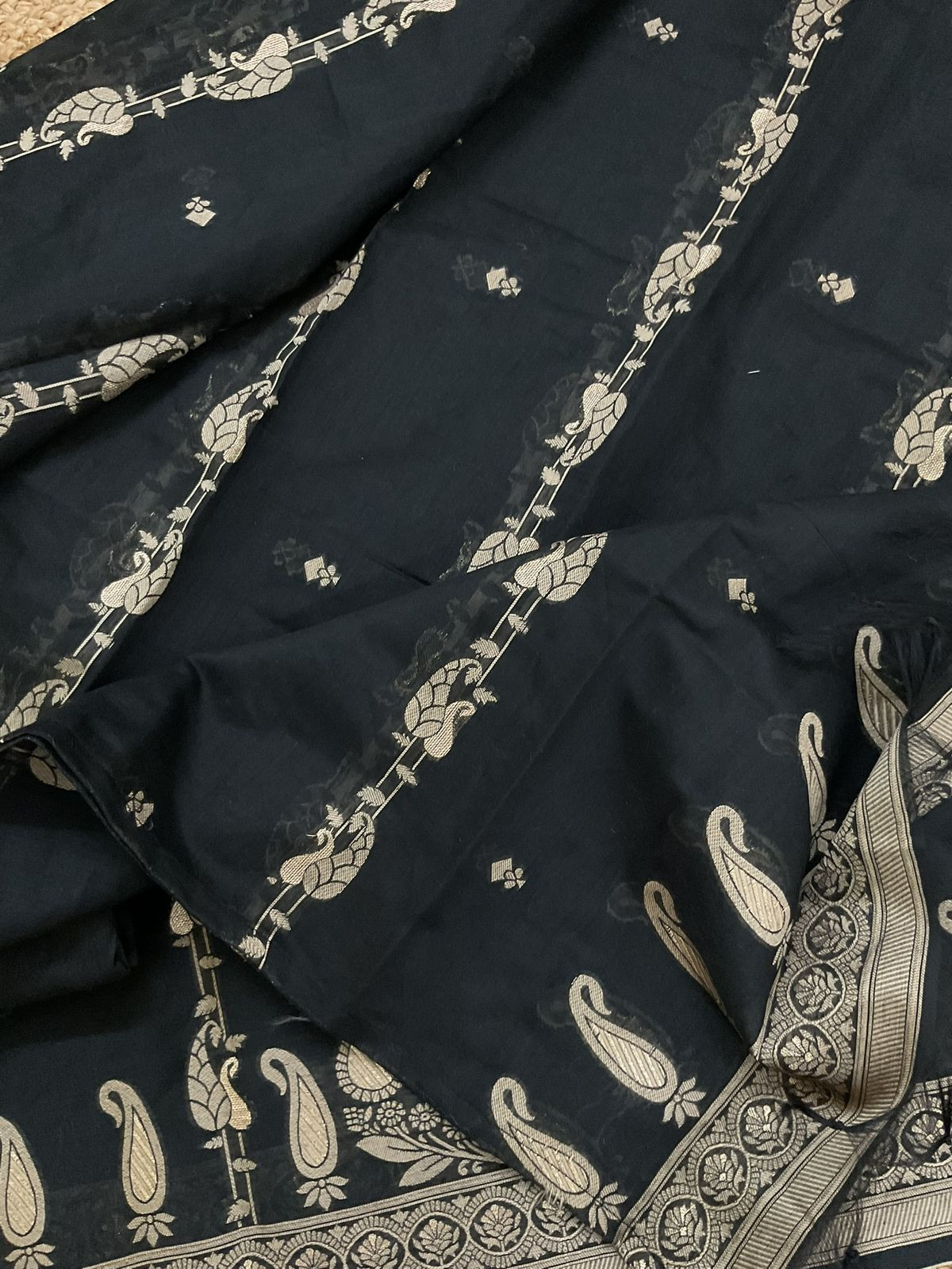 Soft Kora Chanderi Banarasi Weaved Suit - Black