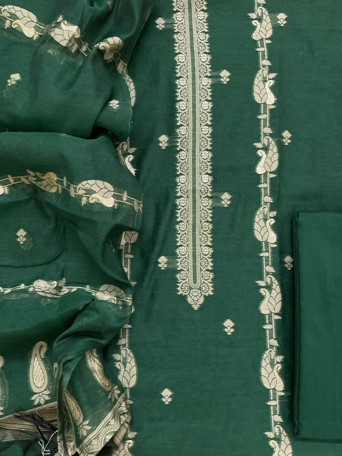 Soft Kora Chanderi Banarasi Weaved Suit - Green