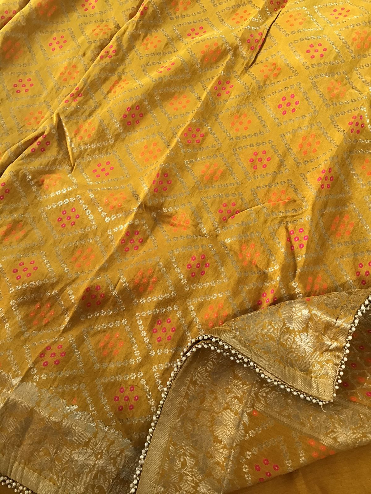 Pure Upada Silk Banarasi Weaved Embroidered Suit - Yellow