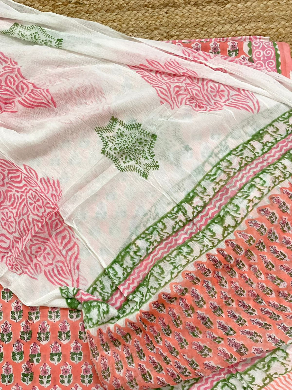 Pure Mul Cotton Block Printed Suit - Peach
