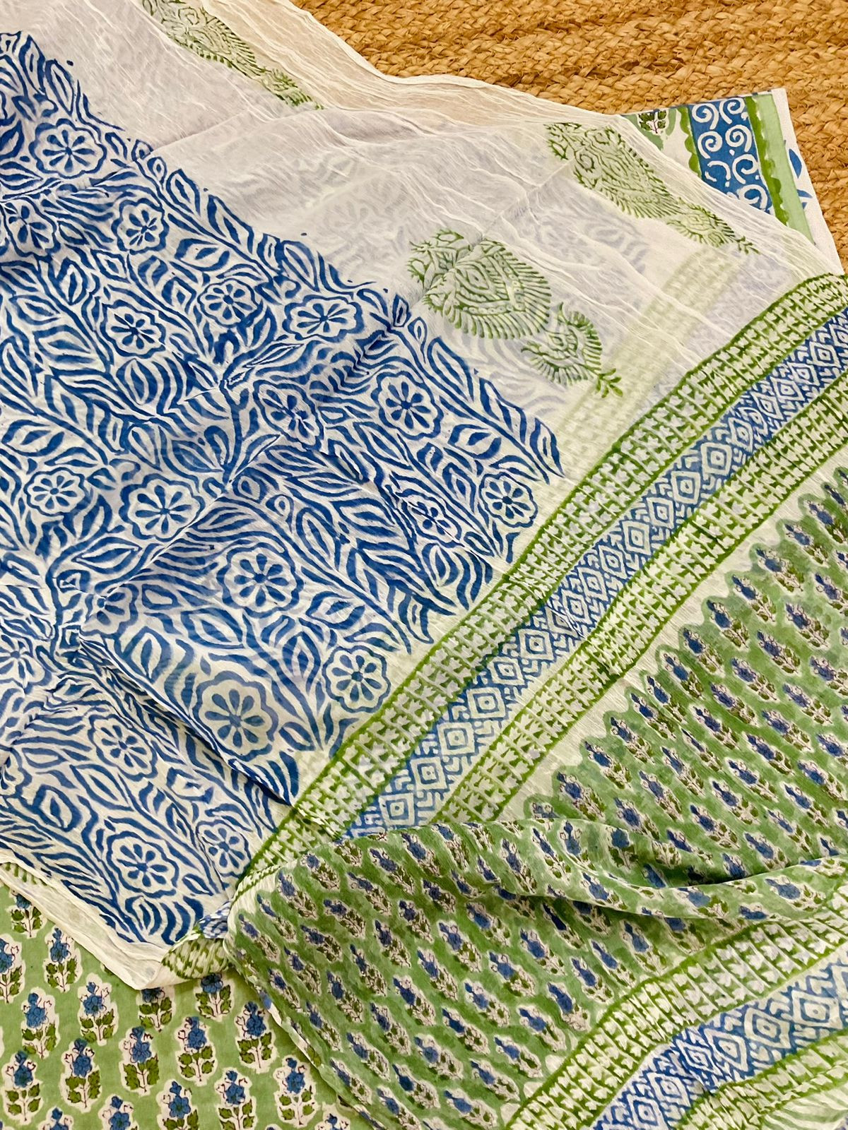 Pure Mul Cotton Block Printed Suit - Green