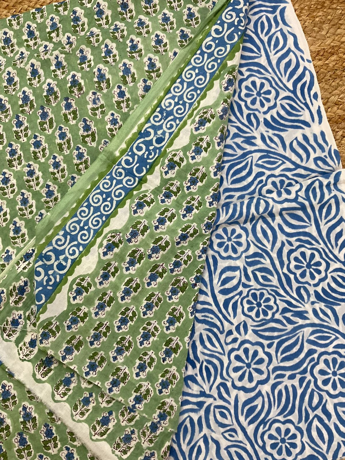 Pure Mul Cotton Block Printed Suit - Green