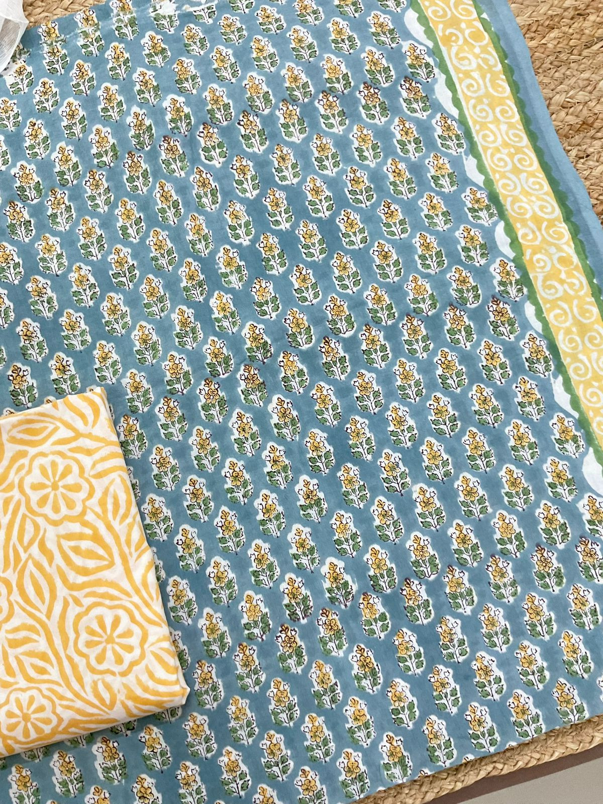 Pure Mul Cotton Block Printed Suit - Blue