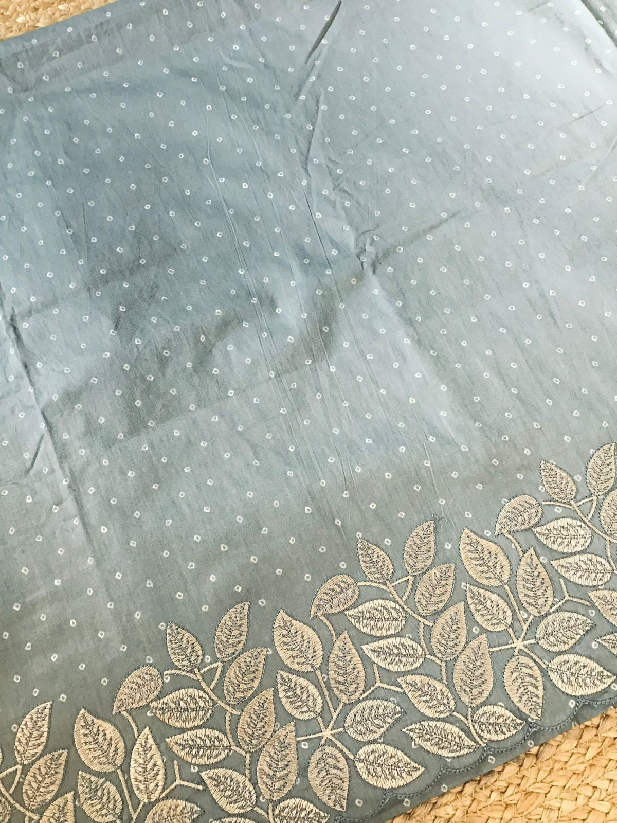 Pure Jaam Cotton Printed Embroidered Suit - Grey