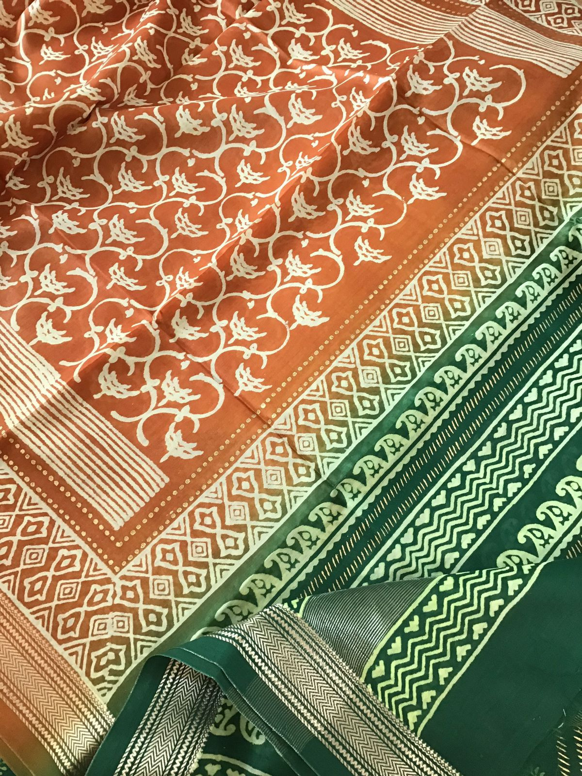 Pure Maheshwari Silk Printed Suit - Green