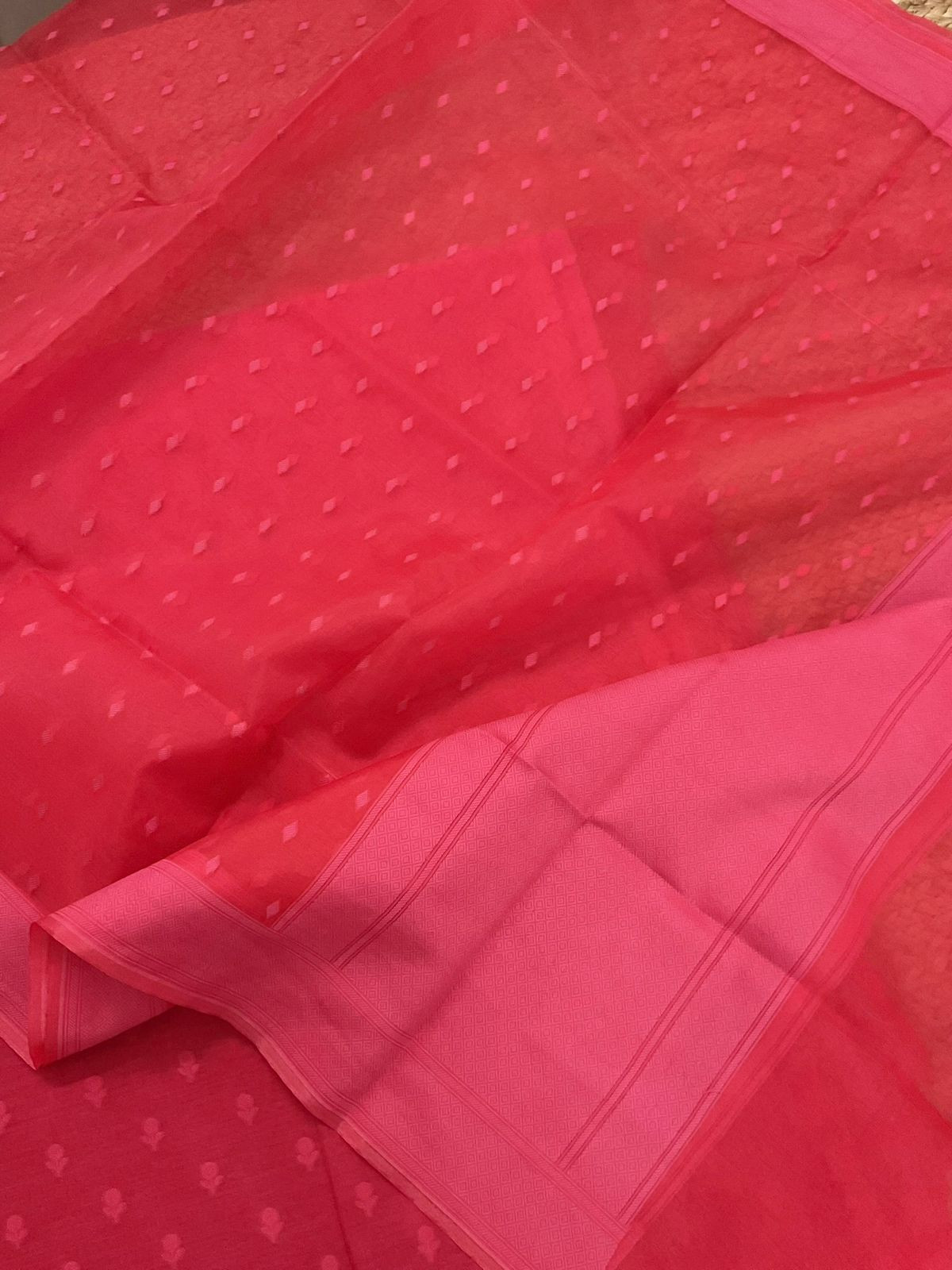 Pure Chanderi Self Weaved Suit - Red