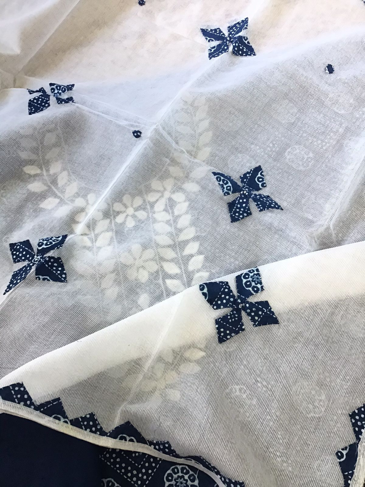 Pure Cotton Printed Embroidered Suit - Blue