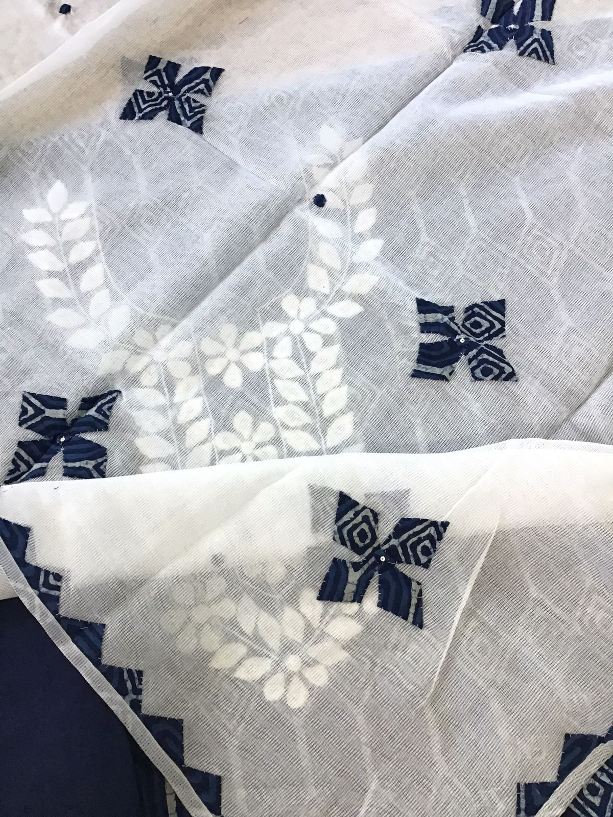 Pure Cotton Printed Embroidered Suit - Blue