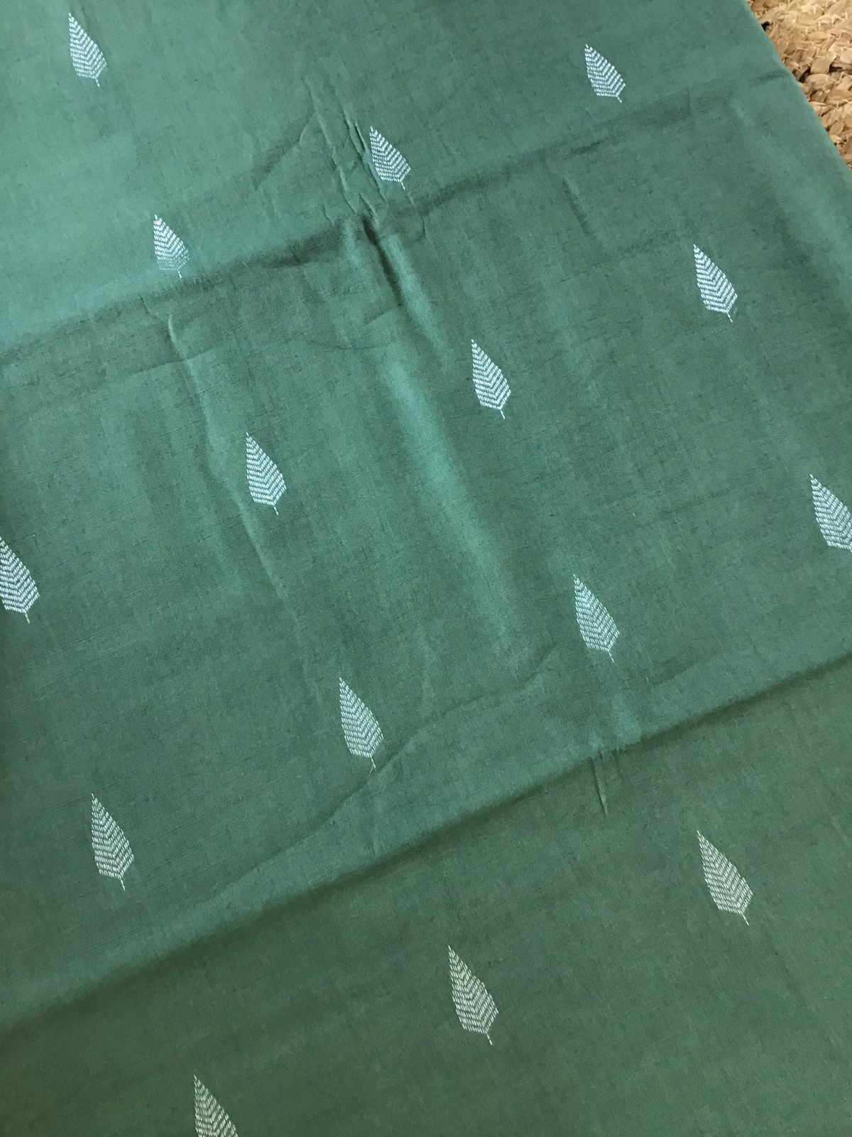 Pure Linen Jute Cotton Printed Suit - Green