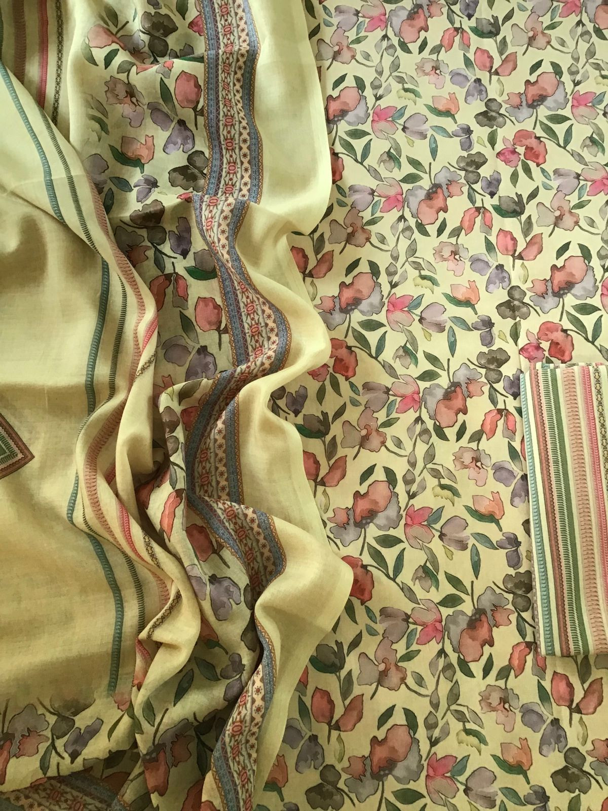 Pure Jaam Cotton Printed Suit - Mustard