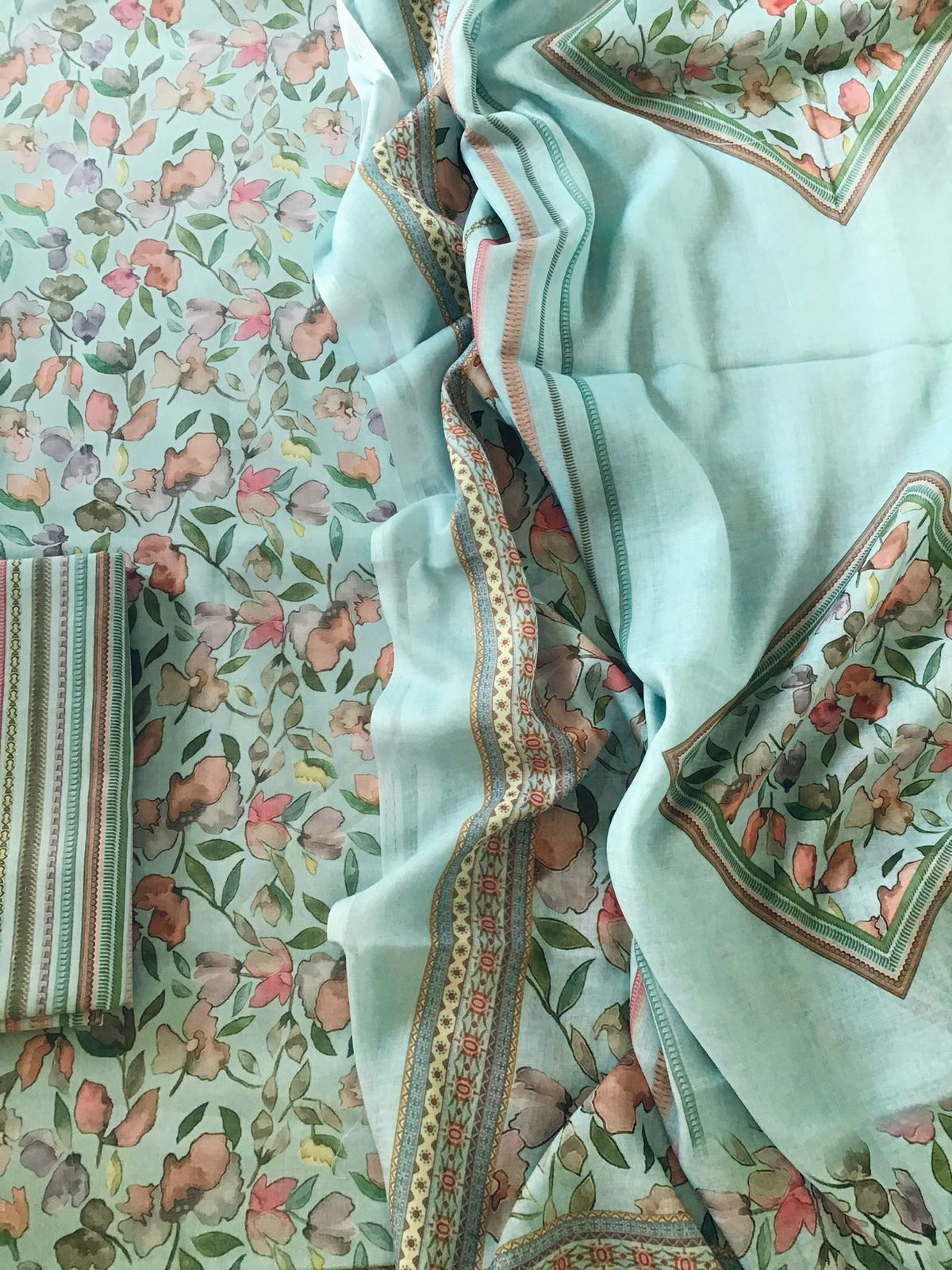 Pure Jaam Cotton Printed Suit - Blue