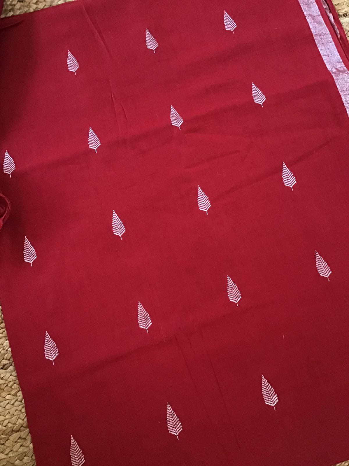 Pure Linen Jute Cotton Printed Suit - Maroon