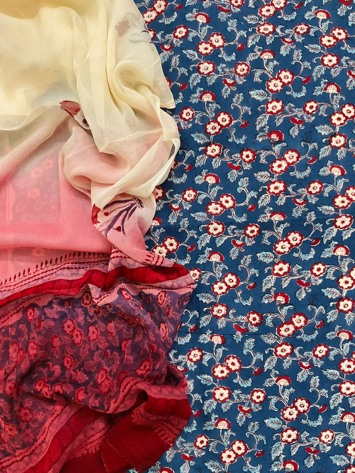 Pure Mul Cotton Printed Suit - Blue