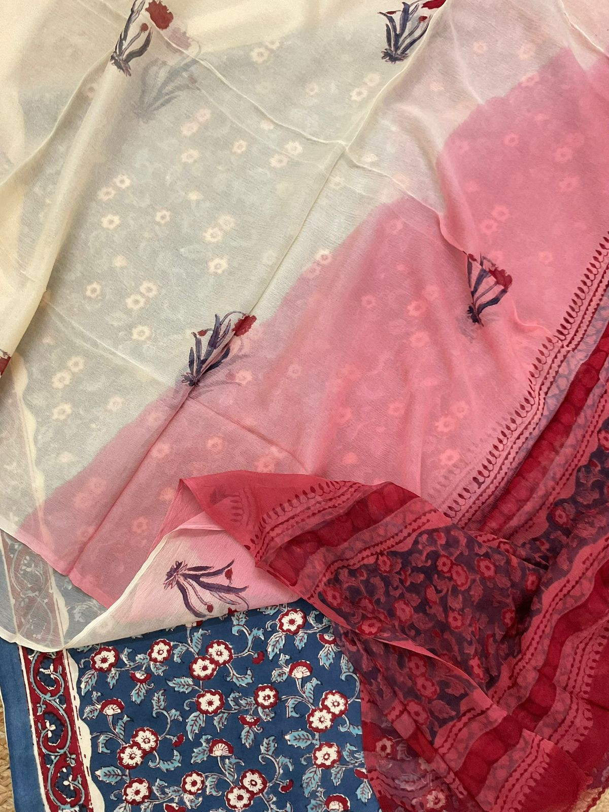 Pure Mul Cotton Printed Suit - Blue