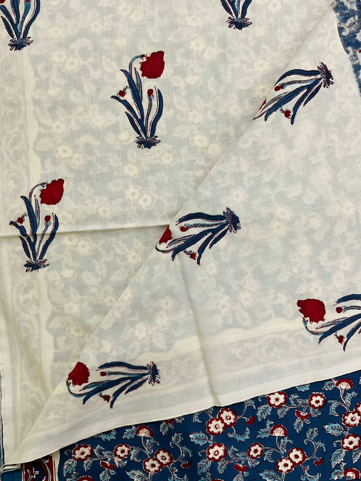 Pure Mul Cotton Printed Suit - Blue