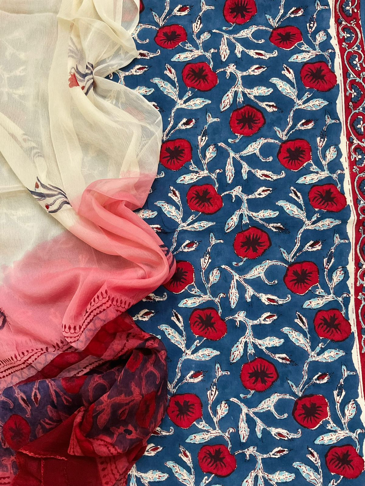 Pure Mul Cotton Printed Suit - Blue