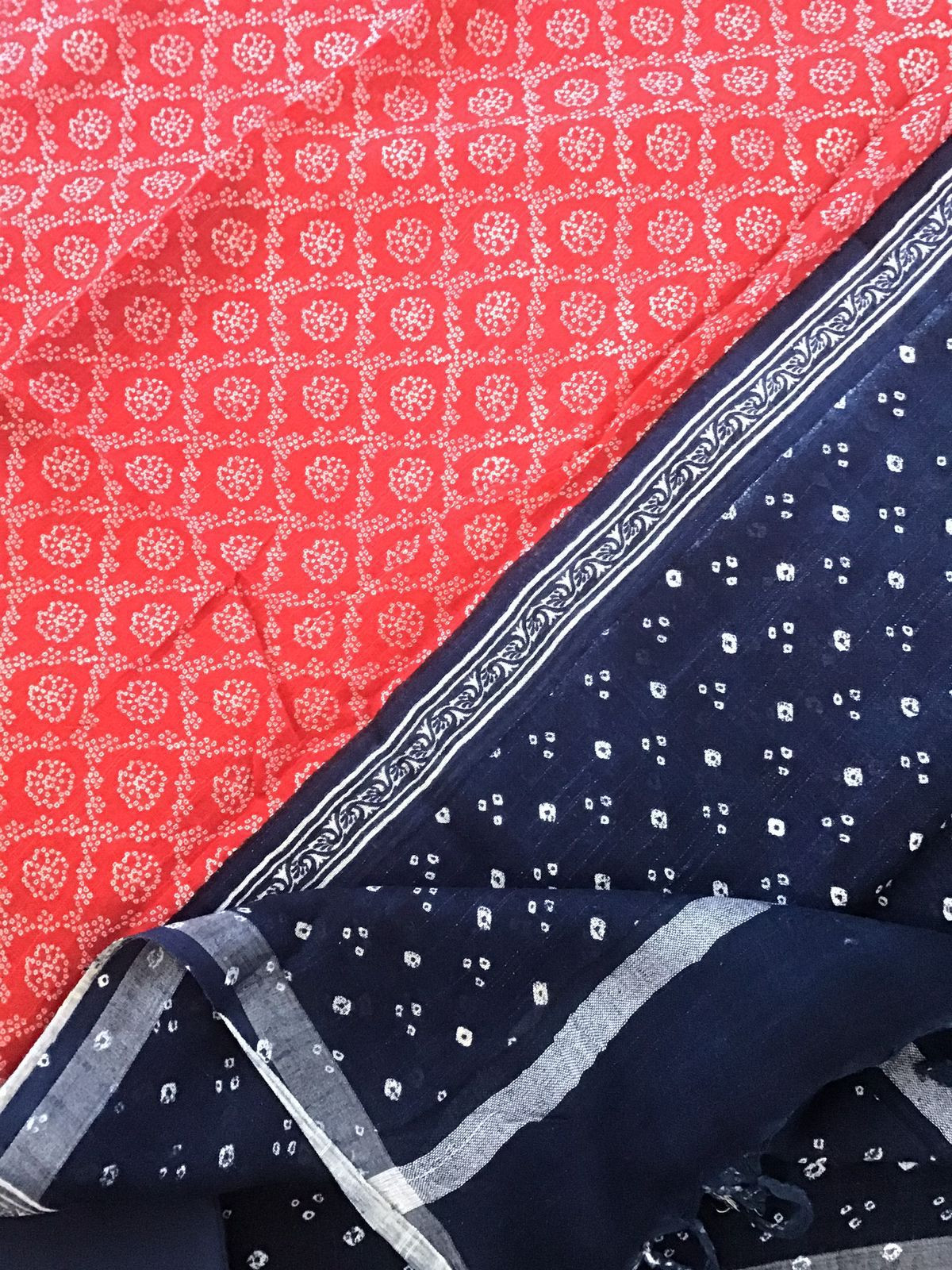 Pure Linen Jute Cotton Printed Suit - Blue