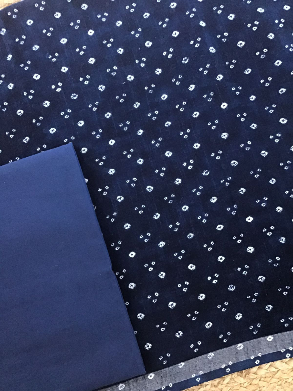 Pure Linen Jute Cotton Printed Suit - Blue