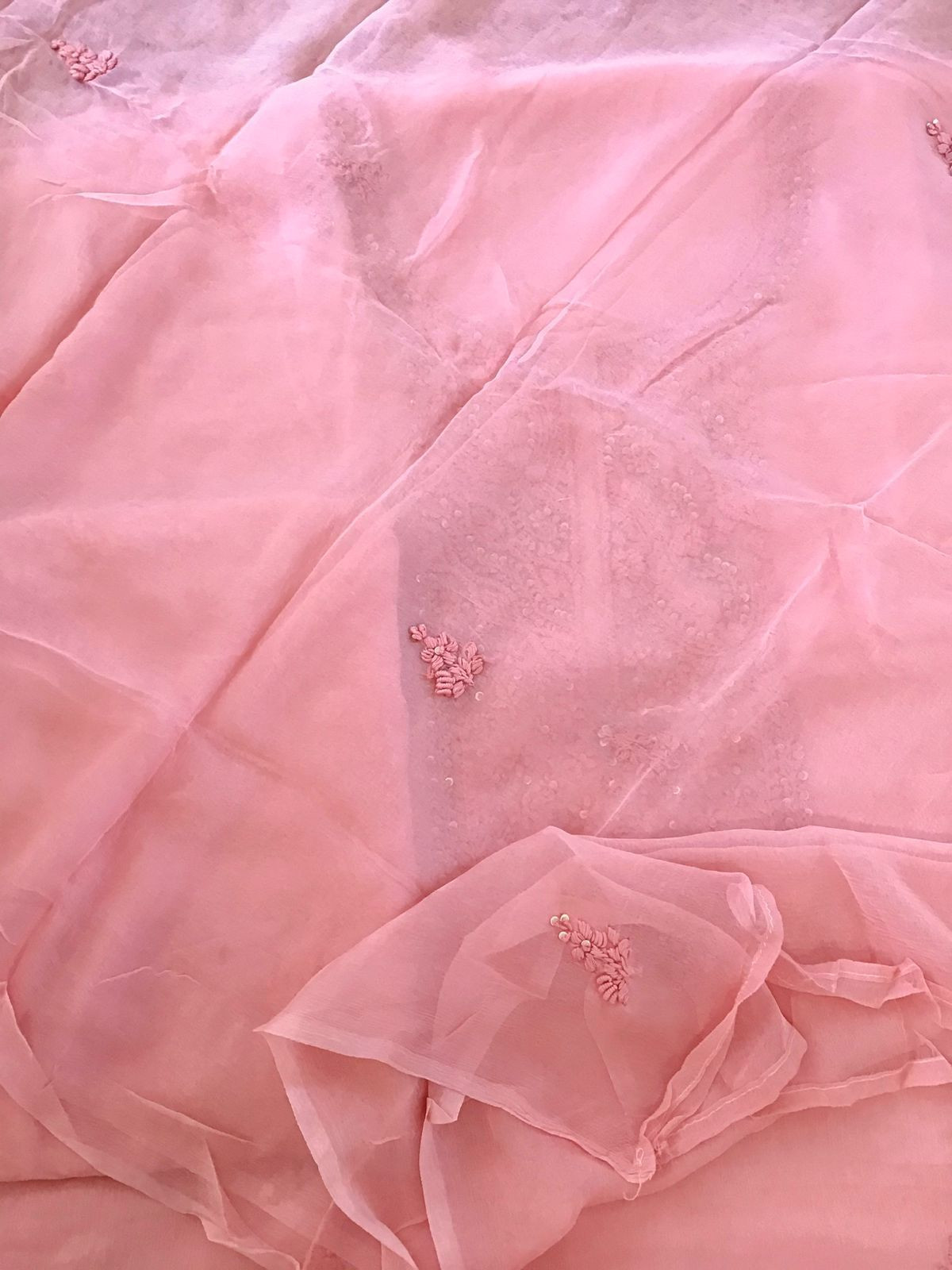 Pure Chinnon Silk Embroidered Suit - Pink