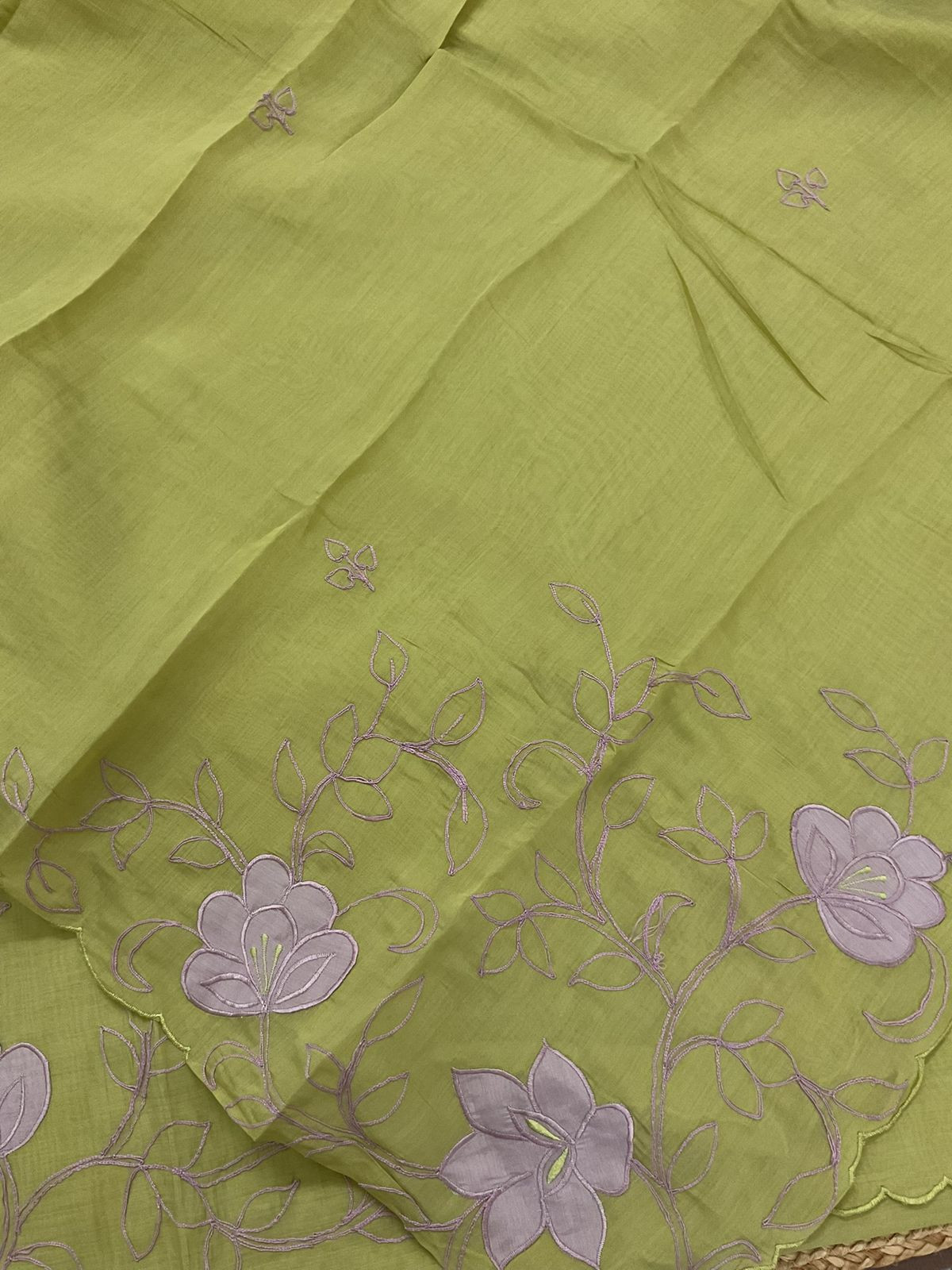 Pure Muslin Embroidered Suit - Green