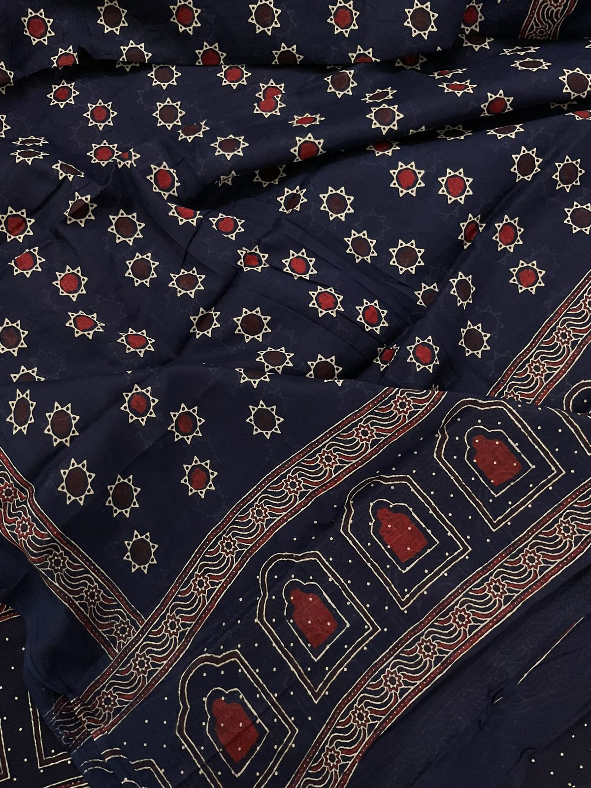 Pure Cotton Printed Embroidered Suit - Blue