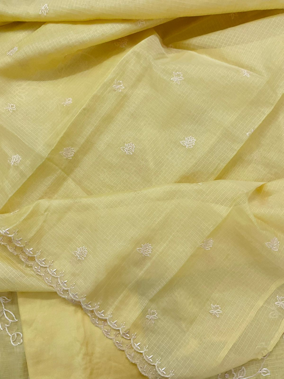 Soft Kota Silk Embroidered Suit - Yellow
