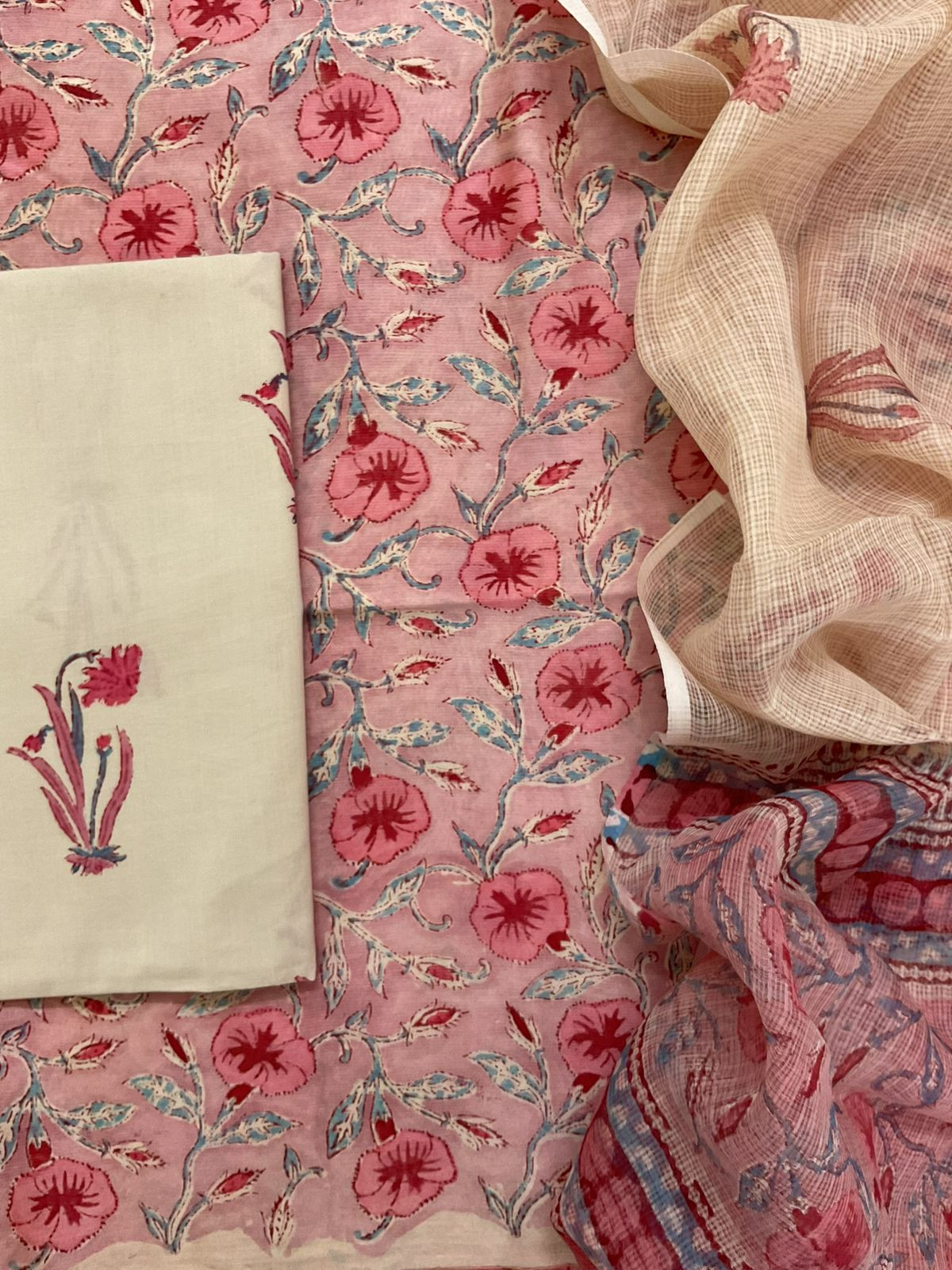 Pure Chanderi Printed Suit - Pink