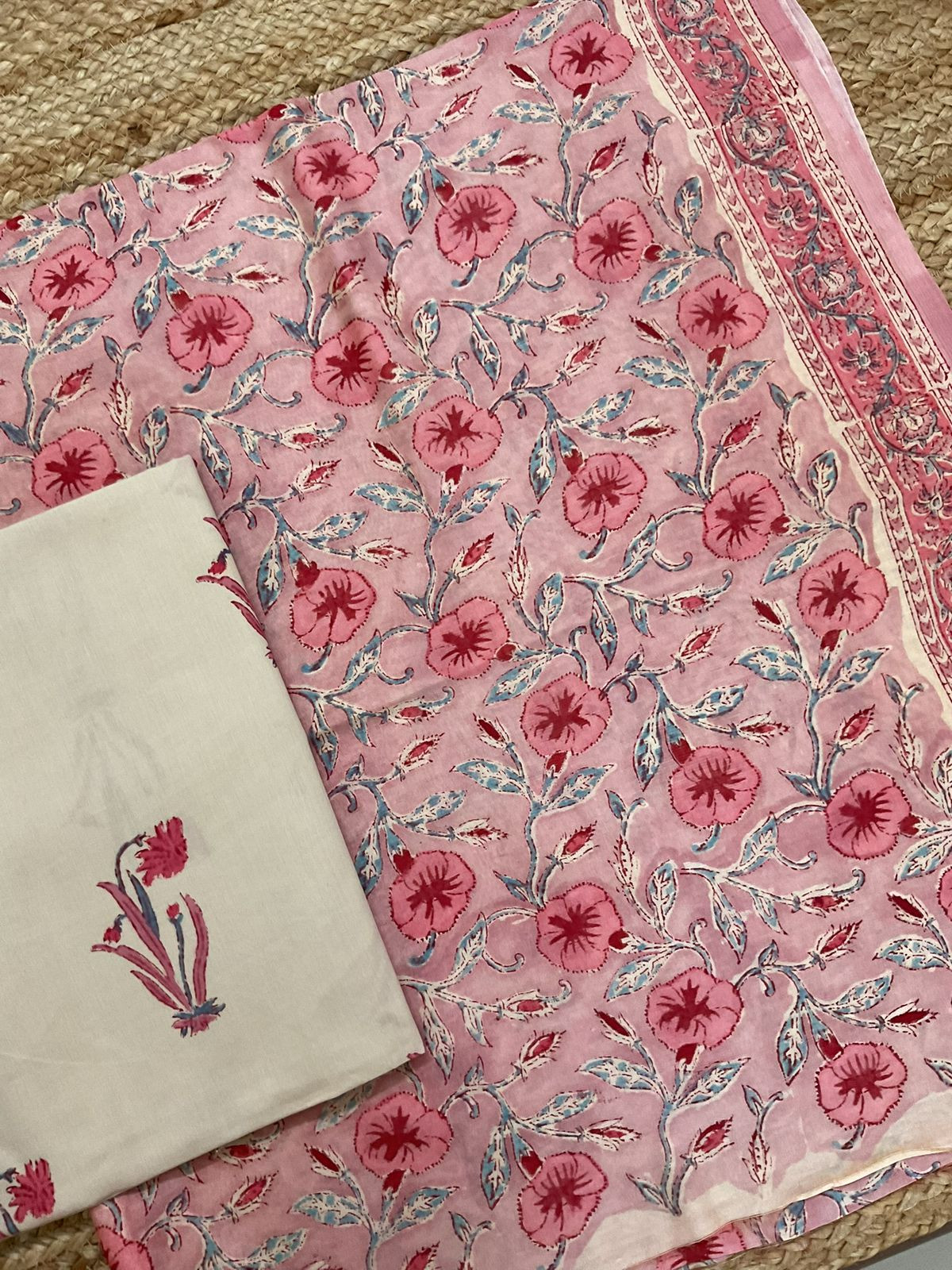 Pure Chanderi Printed Suit - Pink