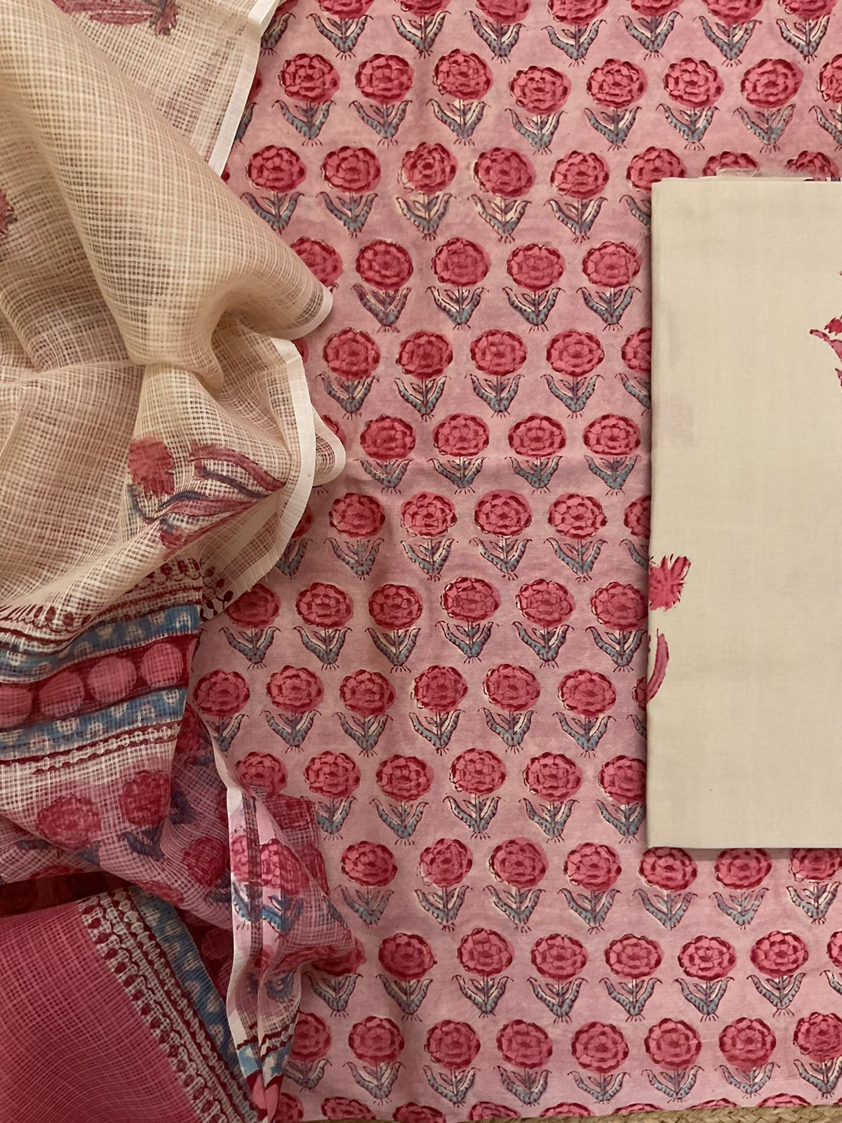 Pure Chanderi Printed Suit - Pink