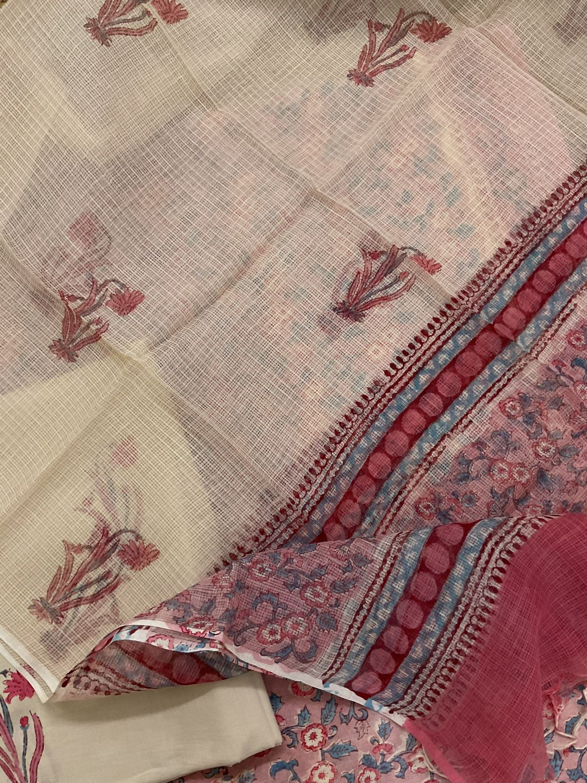 Pure Chanderi Printed Suit - Pink