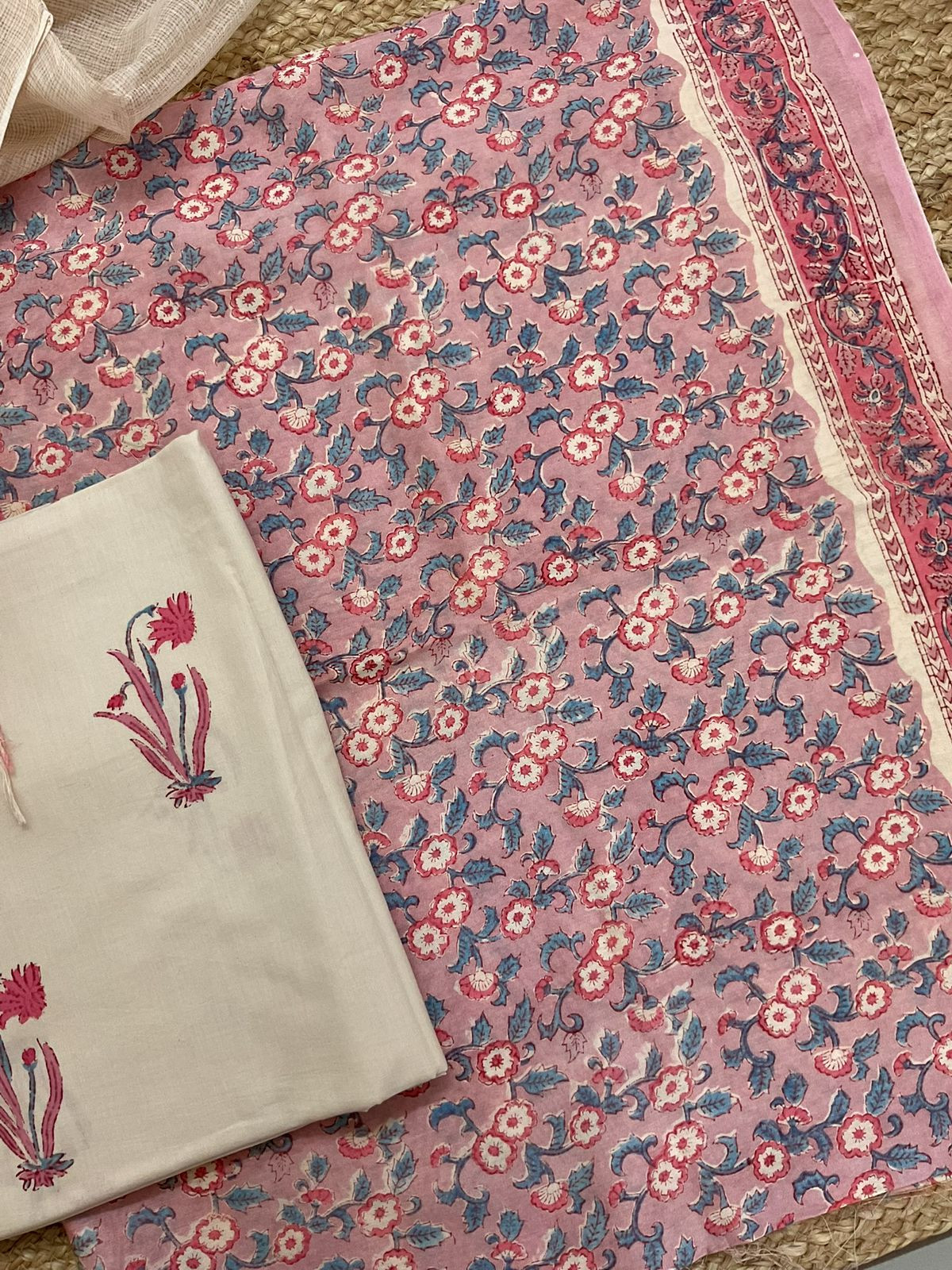 Pure Chanderi Printed Suit - Pink